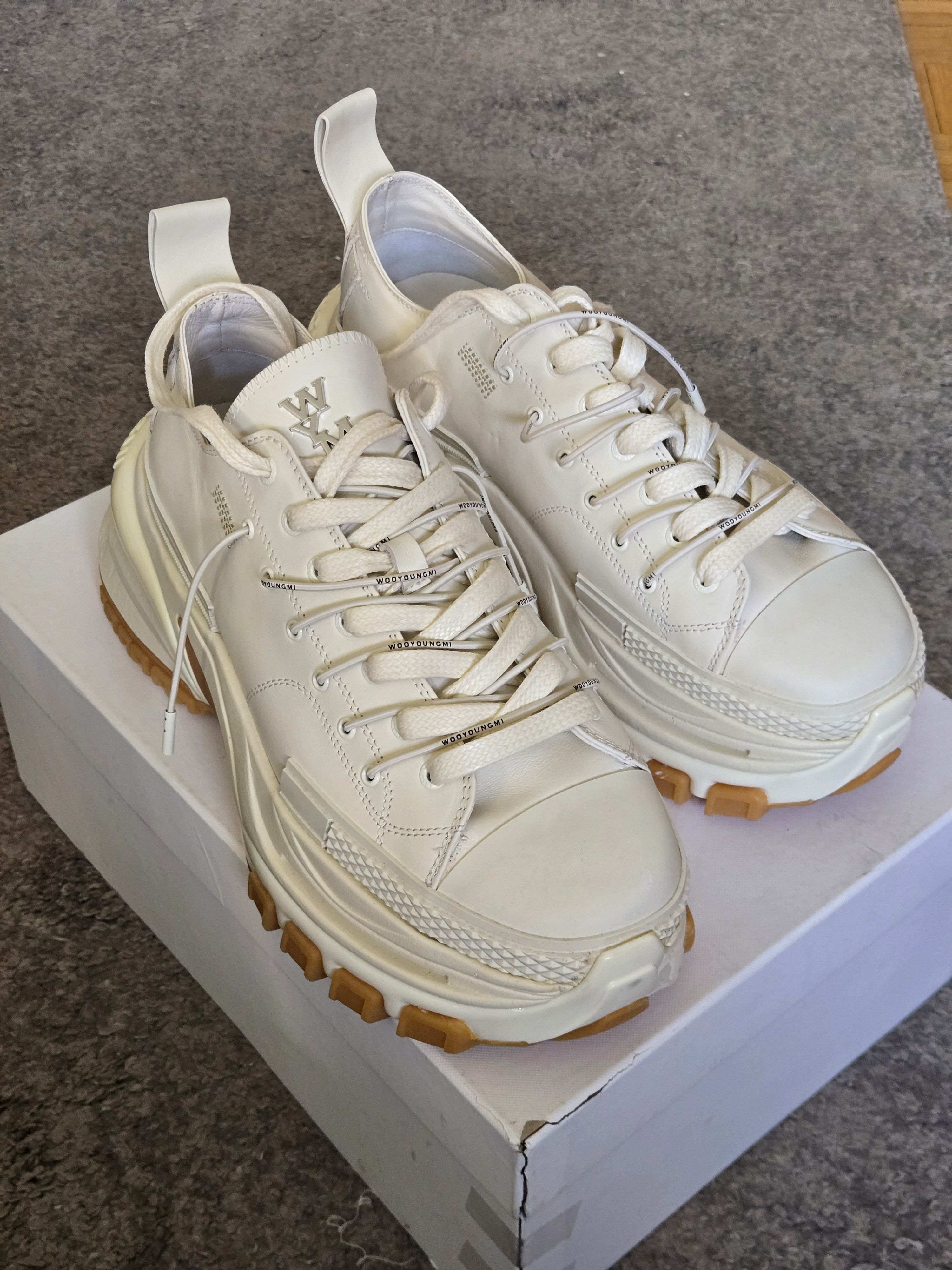 Wooyoungmi Off white ivory double laced sneakers Size US 8 / EU 41 - 6 Thumbnail