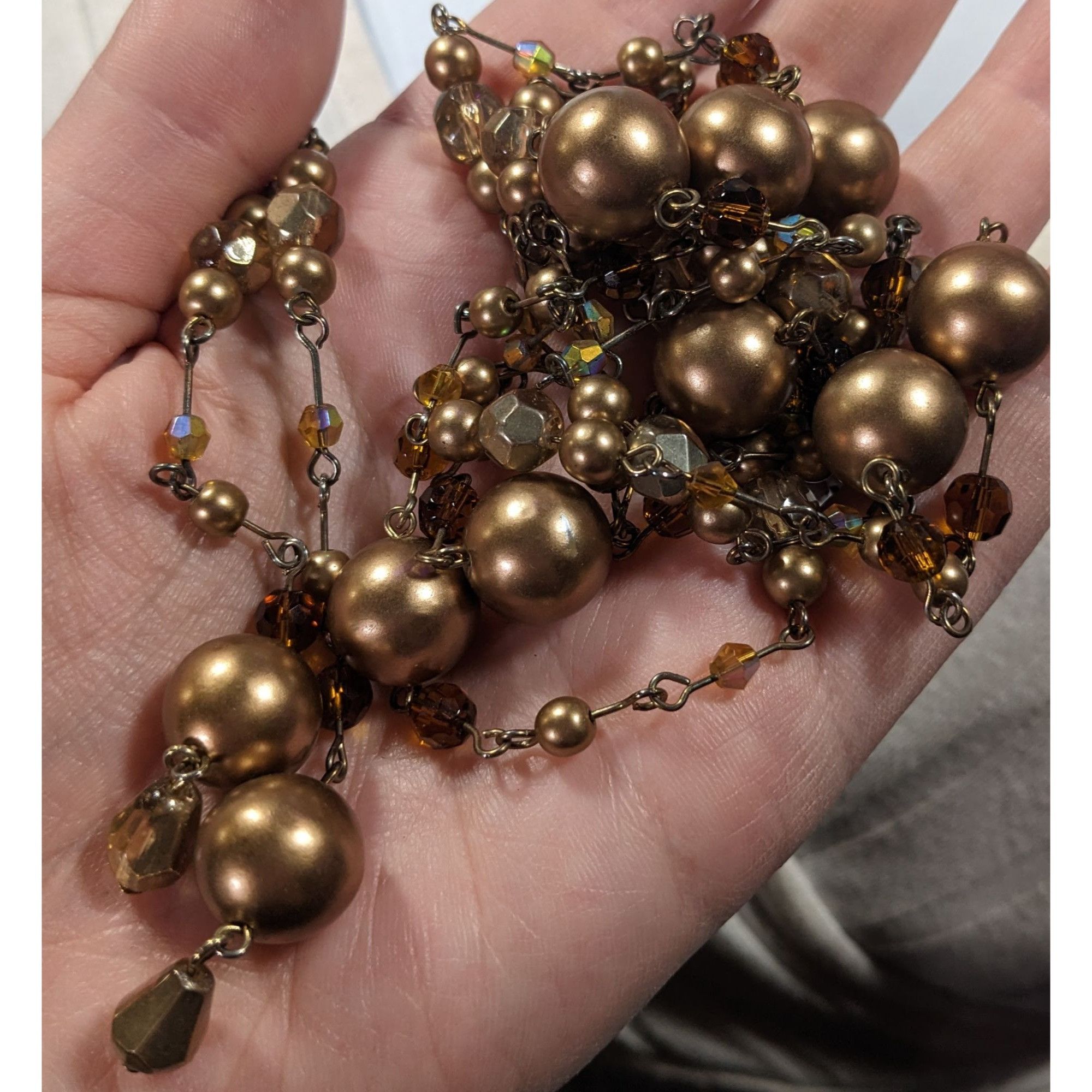 Other Vintage Glam Gold Tone Pearl And Glass Beaded Opera Necklace Size ONE SIZE - 8 Thumbnail