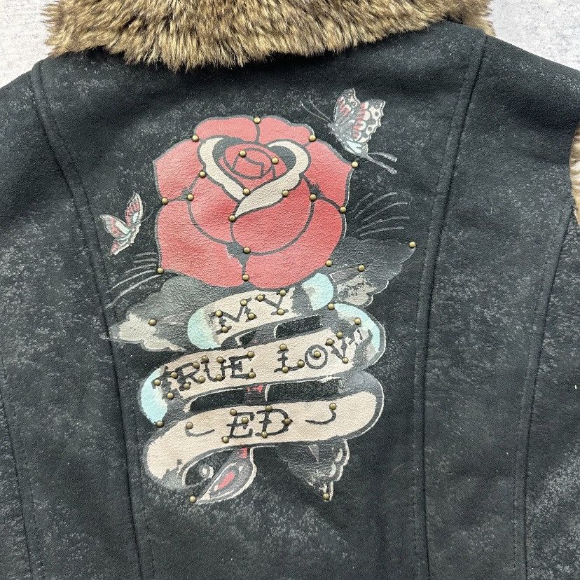 Ed Hardy Ed Hardy Faux Fur Vest Tattoo Rose Back My True Love Size L / US 10 / IT 46 - 5 Thumbnail