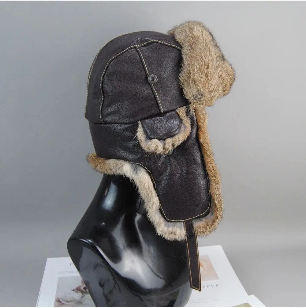 Vintage Unisex Genuine Sheepskin Real Rabbit Fur Hats Size ONE SIZE - 7 Thumbnail