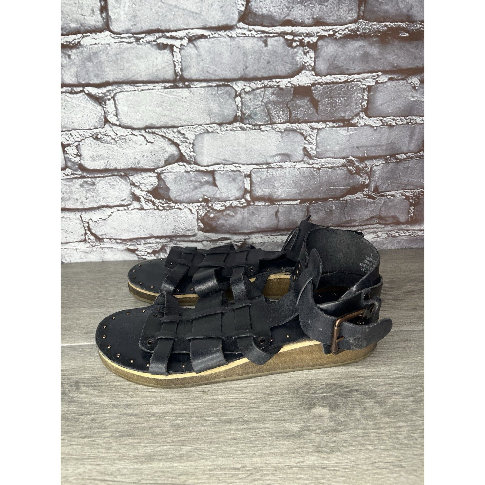 Free People Free People Marianne Black Leather Platform Gladiator Strapp Size US 10.5 / IT 40.5 - 23 Thumbnail