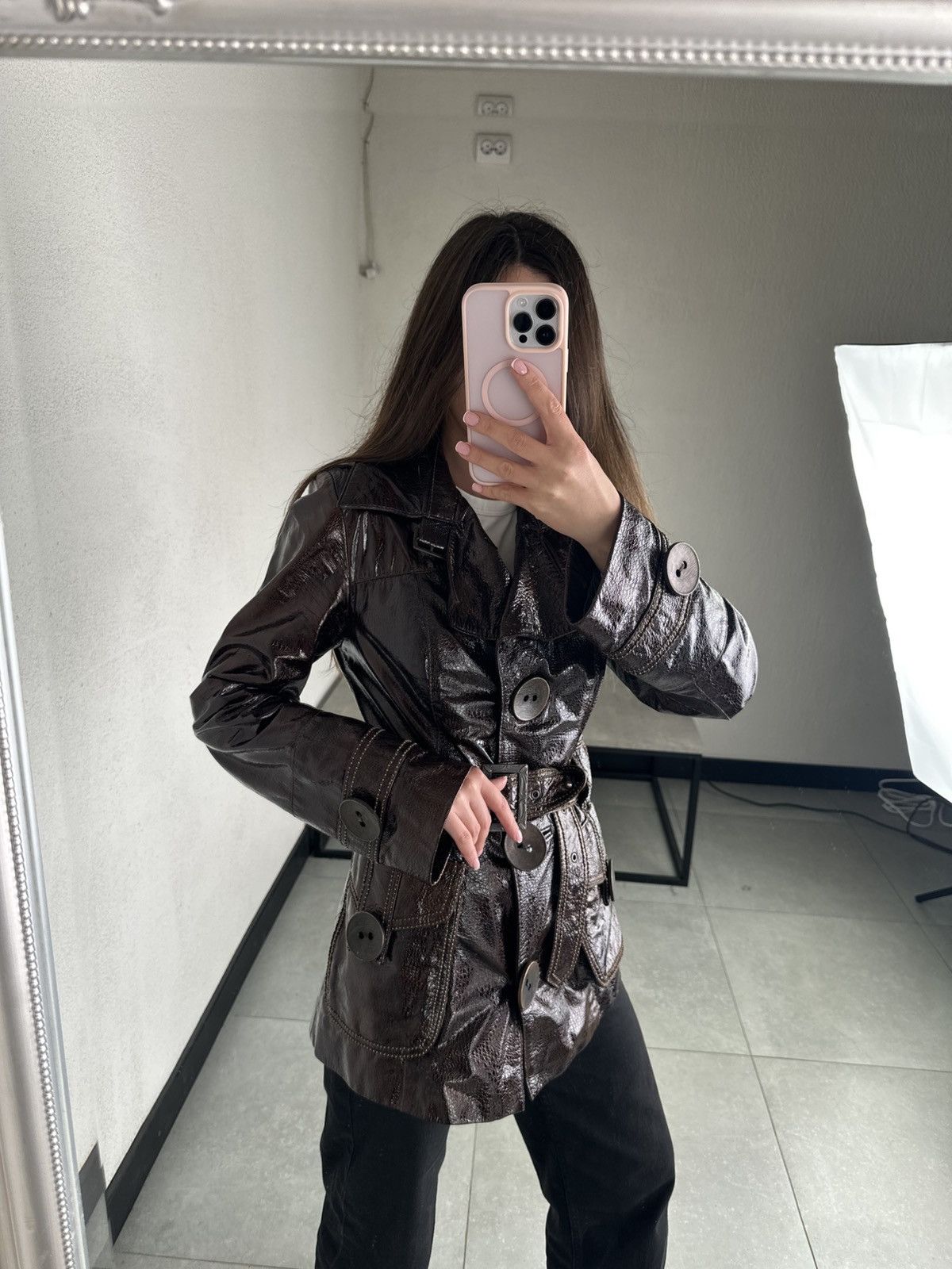 Japanese Brand Vintage Faux Patent Leather Jacket Size S / US 4 / IT 40 - 17 Thumbnail