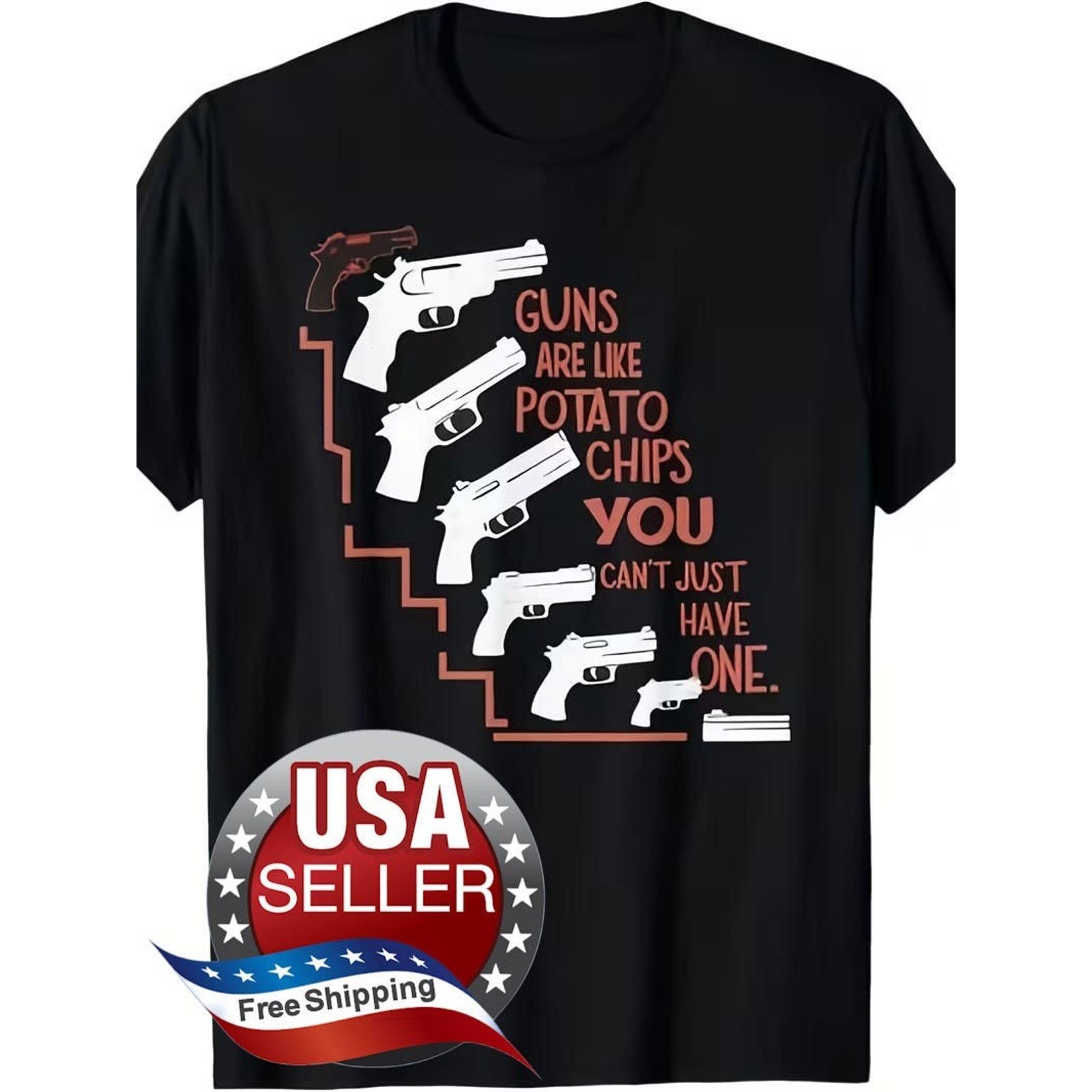 Other Black T-Shirt • Guns Are Like Potato Chips • Size: M Size US M / EU 48-50 / 2 - 1 Thumbnail