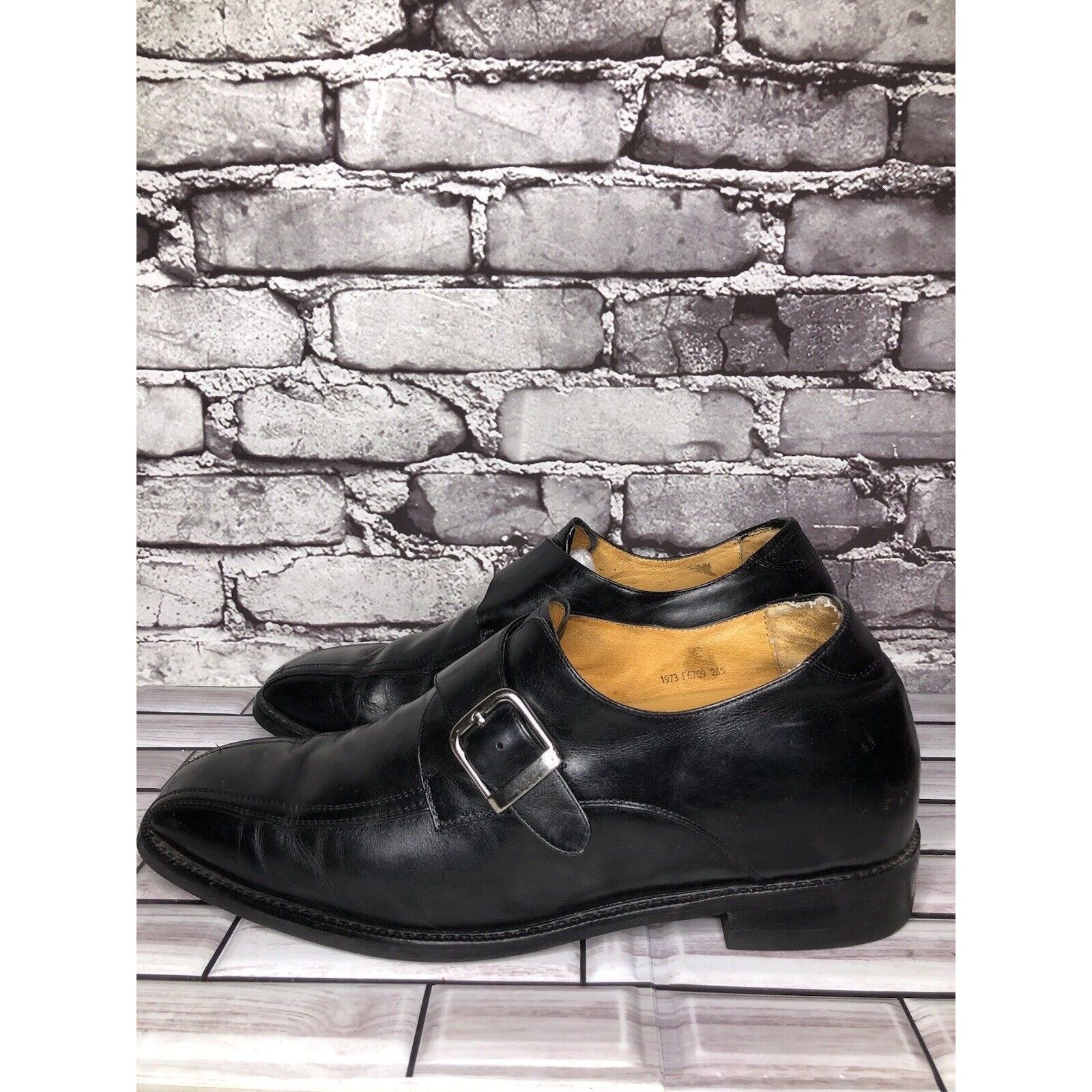 Koto Toto Black Leather Monk Buckle Strap Loafers Dress Shoes Men Size US 10.5 / EU 43-44 - 6 Thumbnail