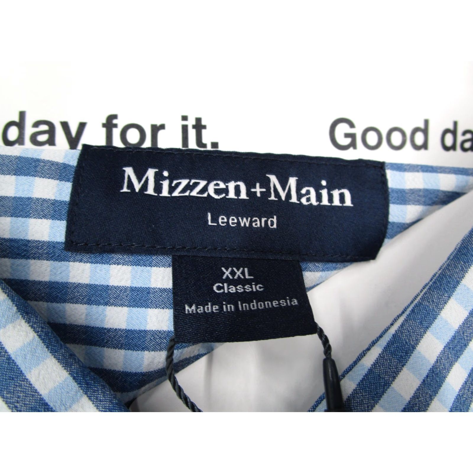 Mizzen+Main Mizzen+Main shirt Mens 2XL Blue White Leeward Dress Set Sail Alamo Gingham Shirt Size 48R - 2 Thumbnail