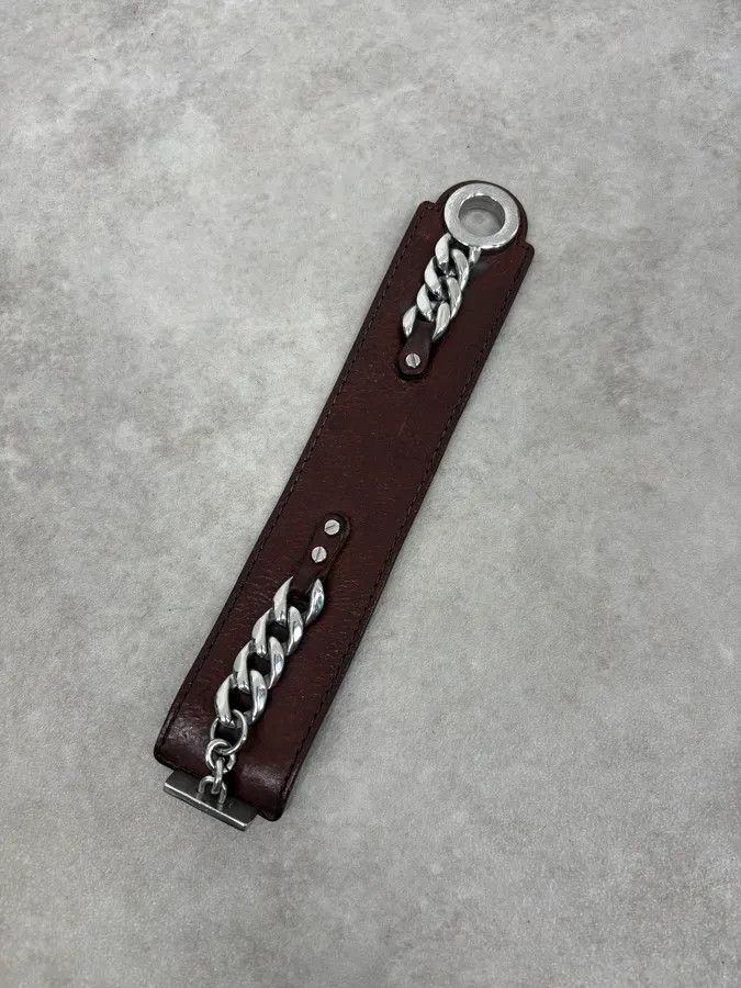 Dolce & Gabbana 2000s Dolce & Gabbana Brown Leather Chain Bracelet Size ONE SIZE - 4 Thumbnail