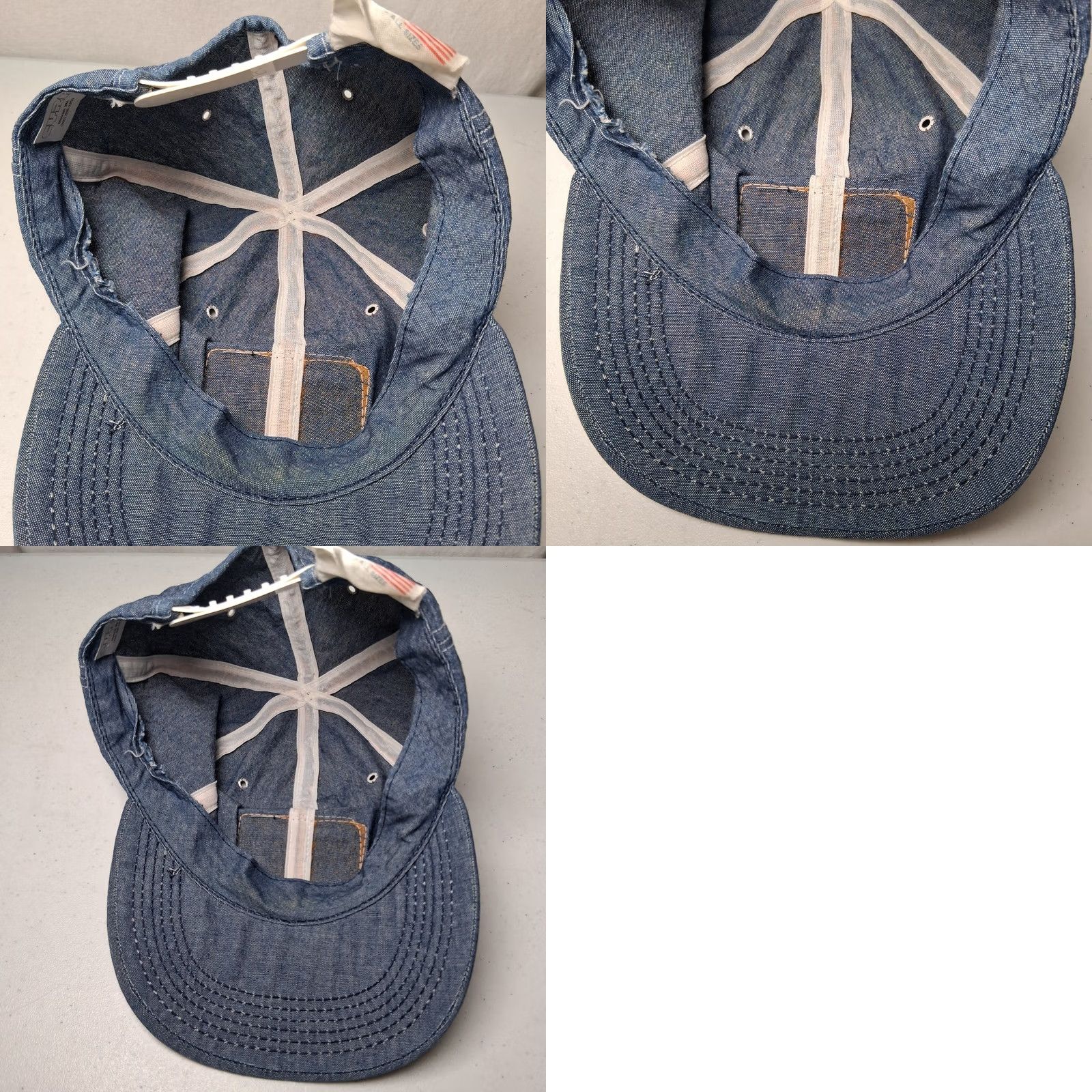 Caterpillar VINTAGE Caterpillar CAT Cap Hat Blue Chambray Denim Snap Back Work USA Size ONE SIZE - 10 Thumbnail