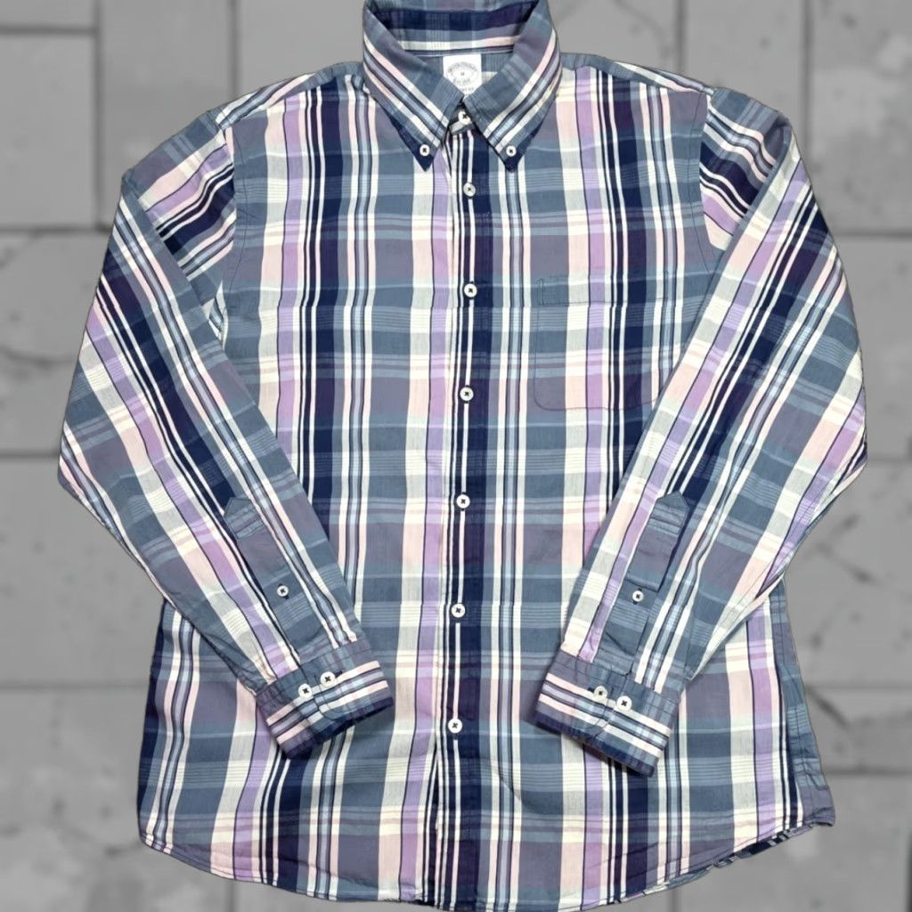 Brooks Brothers Brooks Brothers Button-Up Regent Shirt M Multicolor Plaid Long Sleeve OCBD, Regular Fit, Cotton, Supima, Logo, Embroidered, Button-Down Collar, Mens Size US M / EU 48-50 / 2 - 1 Thumbnail