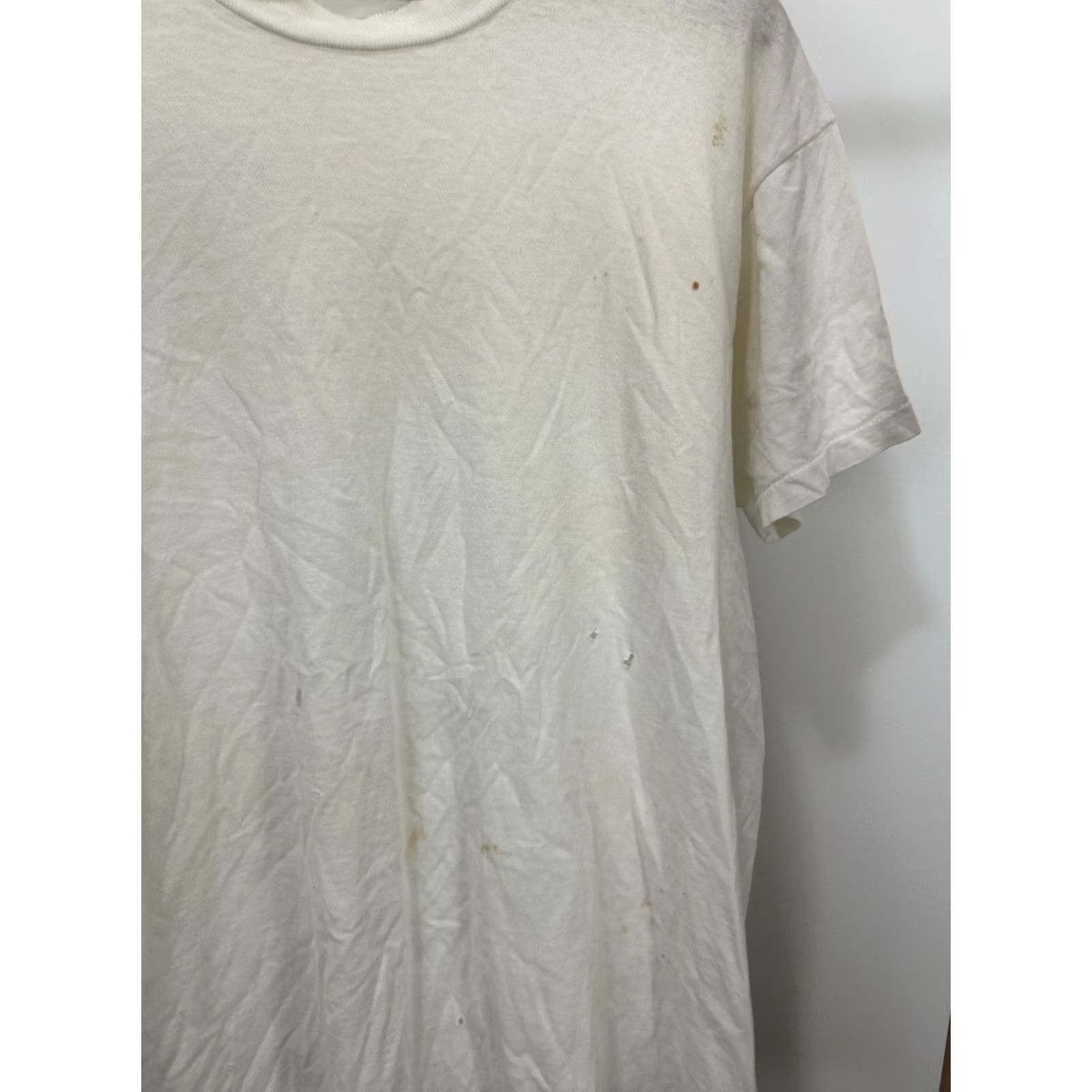 Thrasher VTG 80s Cotton Blank Thrashed Distressed Worn WIP Work T-Shirt XL White Mens XL Shirt Size US XL / EU 56 / 4 - 7 Thumbnail