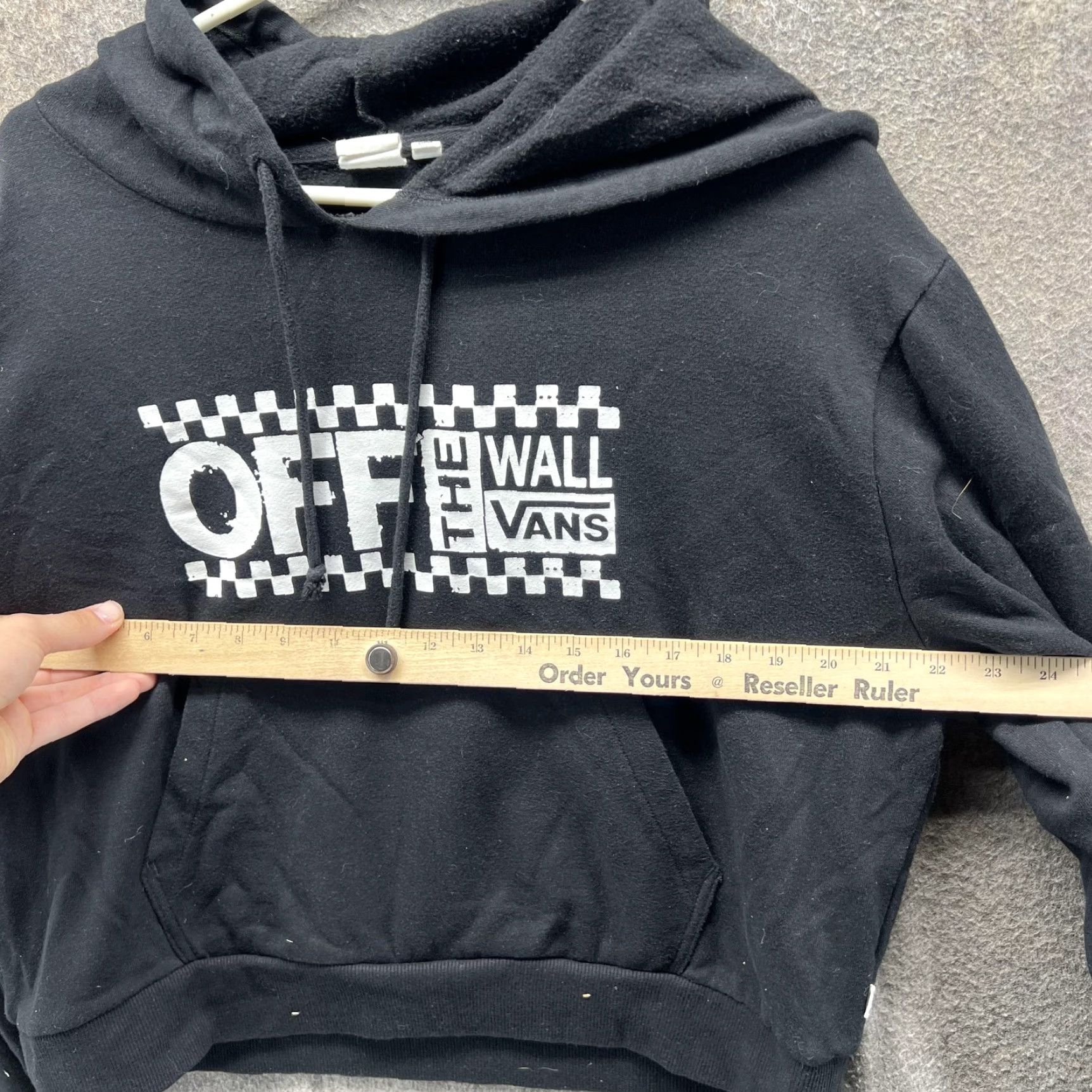Vans Vans Hoodie Womens XL Black OFF THE WALL Cropped Fleece Pullover Sweatshirt Size XL / US 12-14 / IT 48-50 - 3 Thumbnail