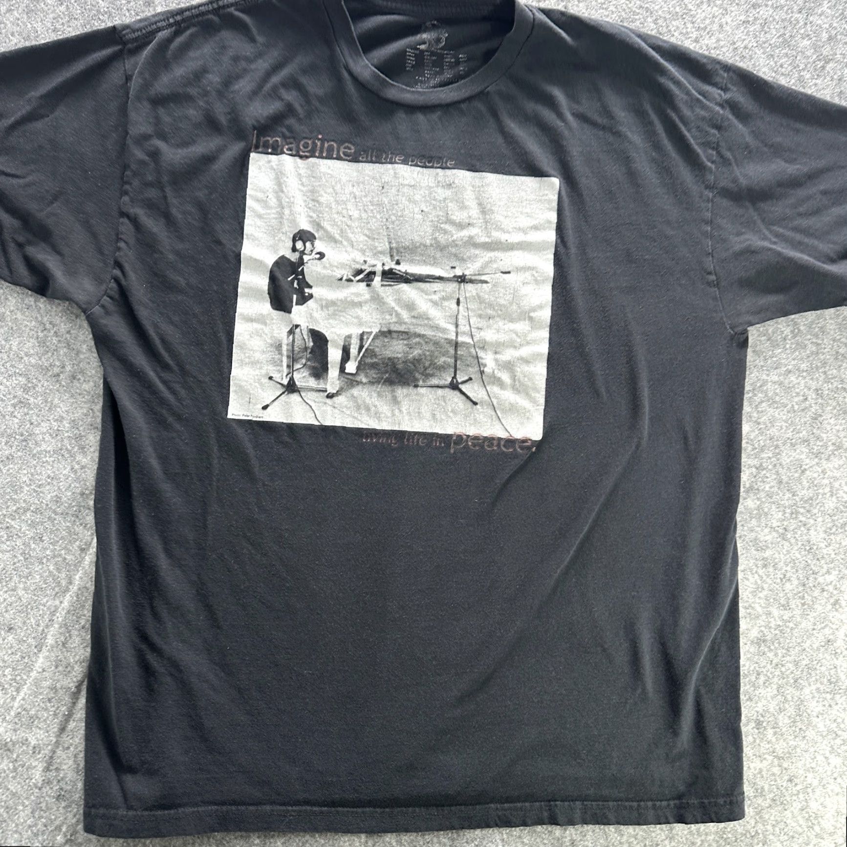 Vintage John Lennon Imagine Shirt Mens Large Black Peace Graphic Classic Rock Band Tee Size US L / EU 52-54 / 3 - 5 Thumbnail