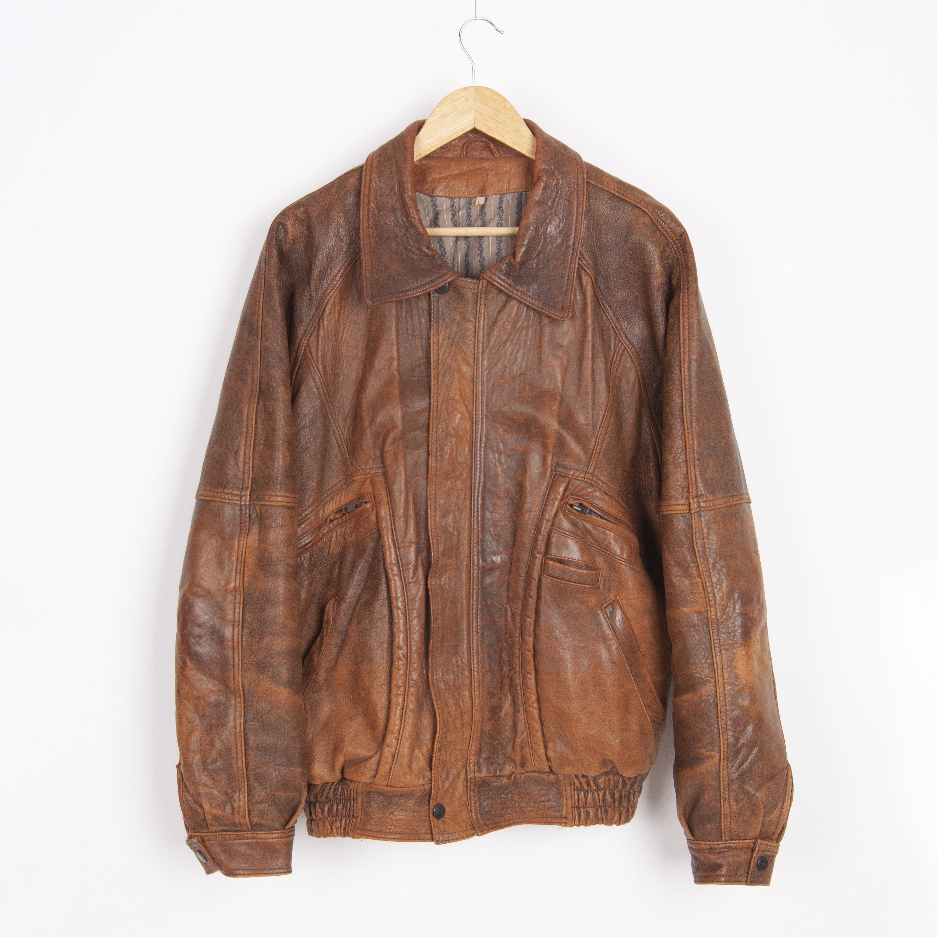 Vintage Vintage 80's Leather Brown Bomber Jacket Flying | Grailed