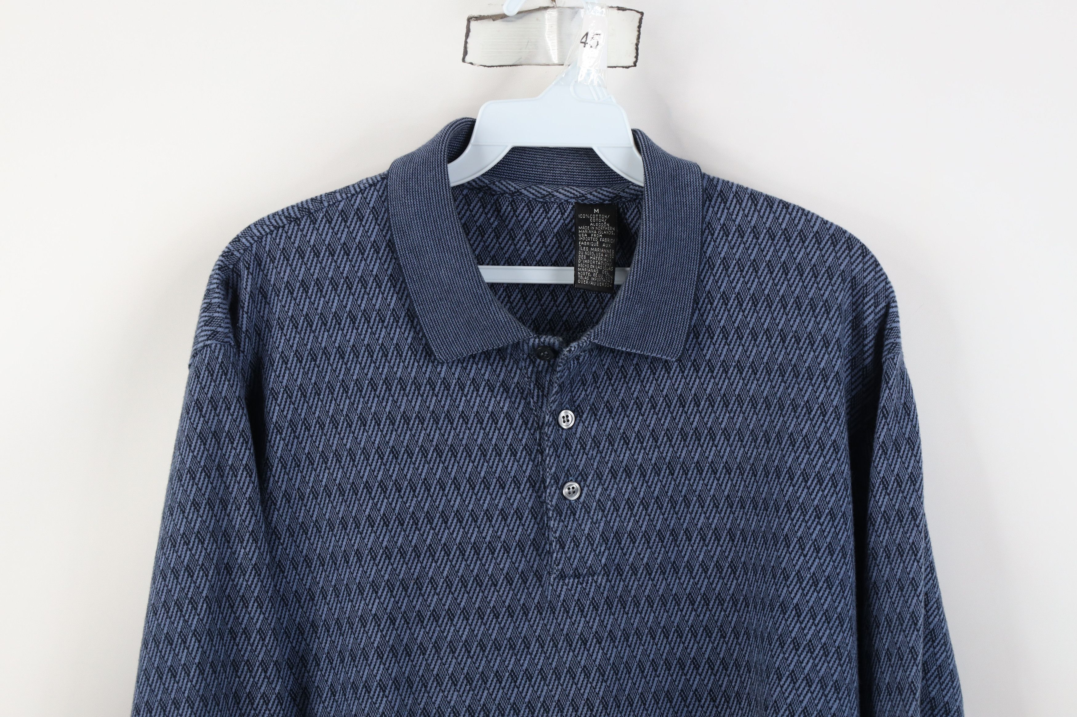Vintage Vintage 90s Streetwear Collared Long Sleeve Polo Blue USA Size US M / EU 48-50 / 2 - 2 Thumbnail