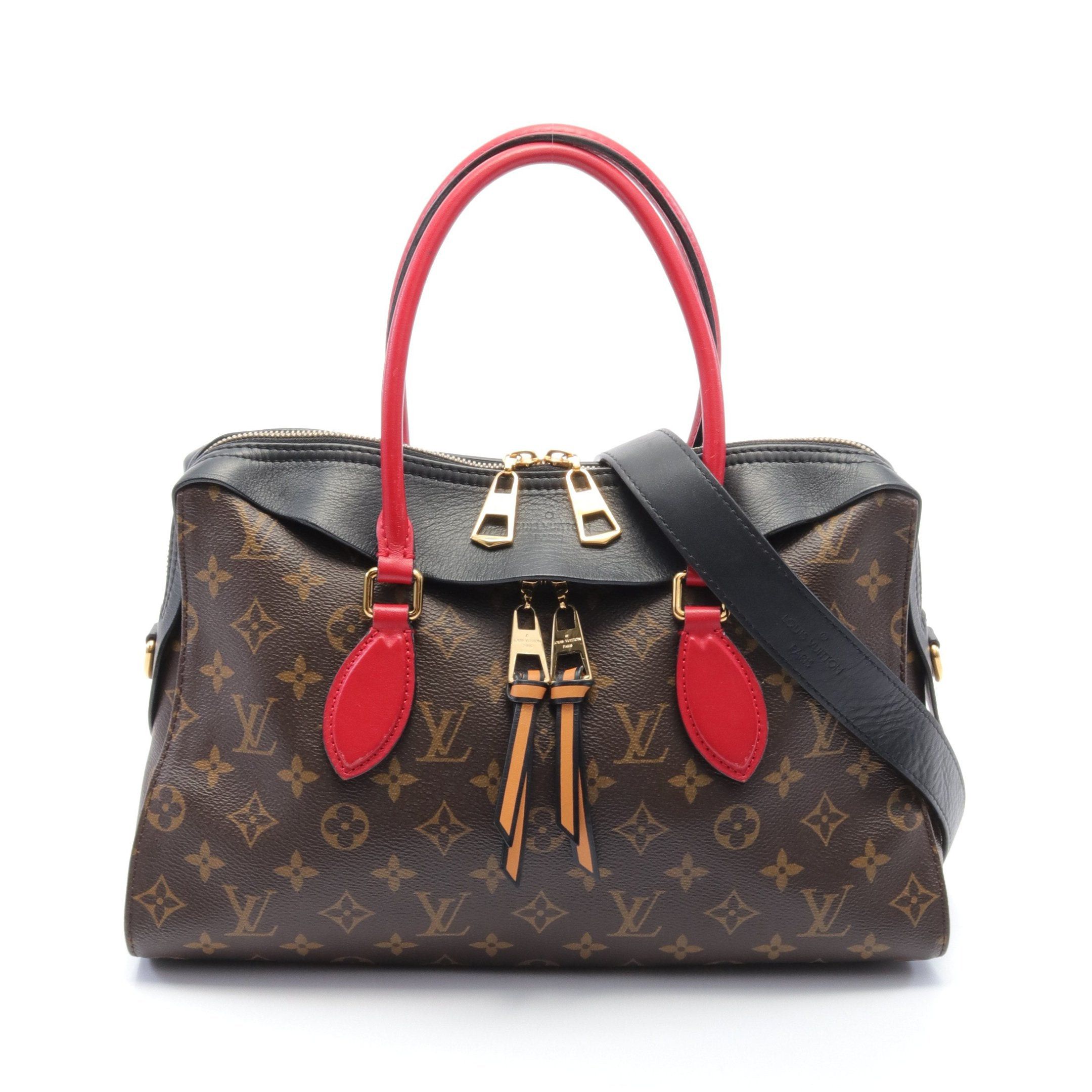 Louis Vuitton Louis Vuitton Tuileries Tote Monogram Handbag Leather Brown Black Red Size ONE SIZE - 1 Thumbnail