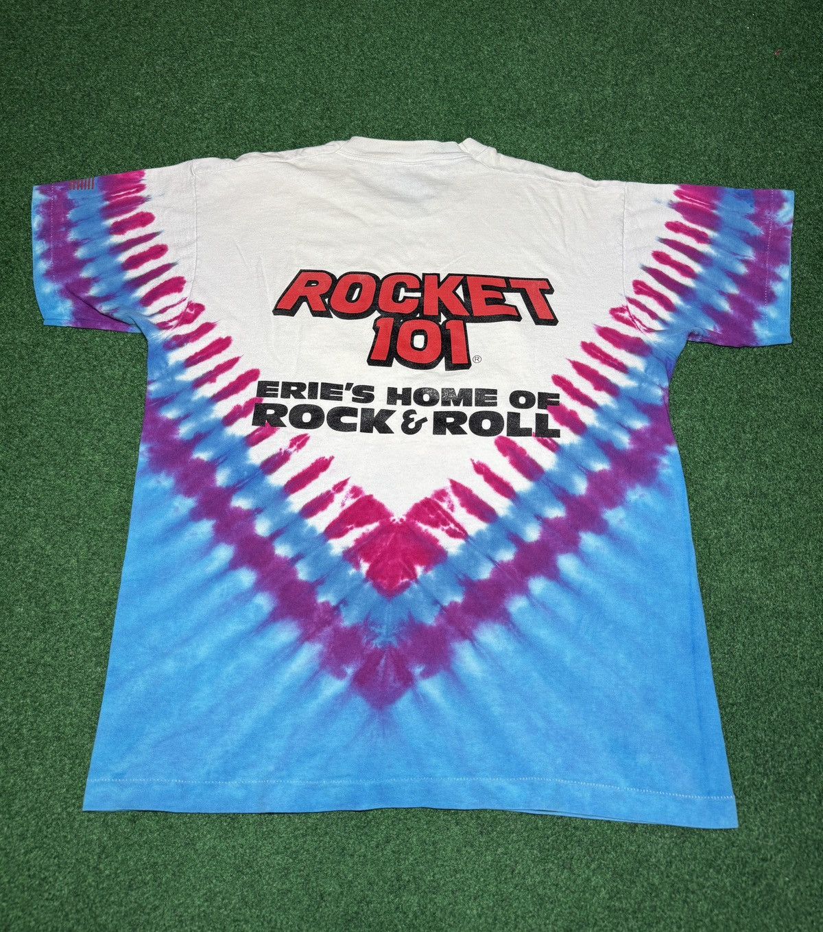 Liquid Blue Vintage 90s Rocket 101 Rock N Roll Radio Tie Dye T Shirt Size US L / EU 52-54 / 3 - 5 Thumbnail