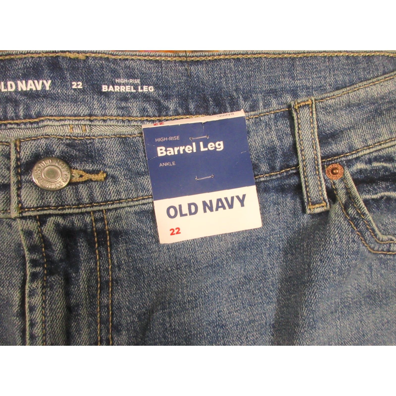 Old Navy Old Navy Jeans Women’s 22 Barrel Leg High Rise Denim Blue Medium Wash Plus Size NWT Button 5-Pocket Cotton Spandex Vintage? No Size 40" / US 18 - 3 Thumbnail