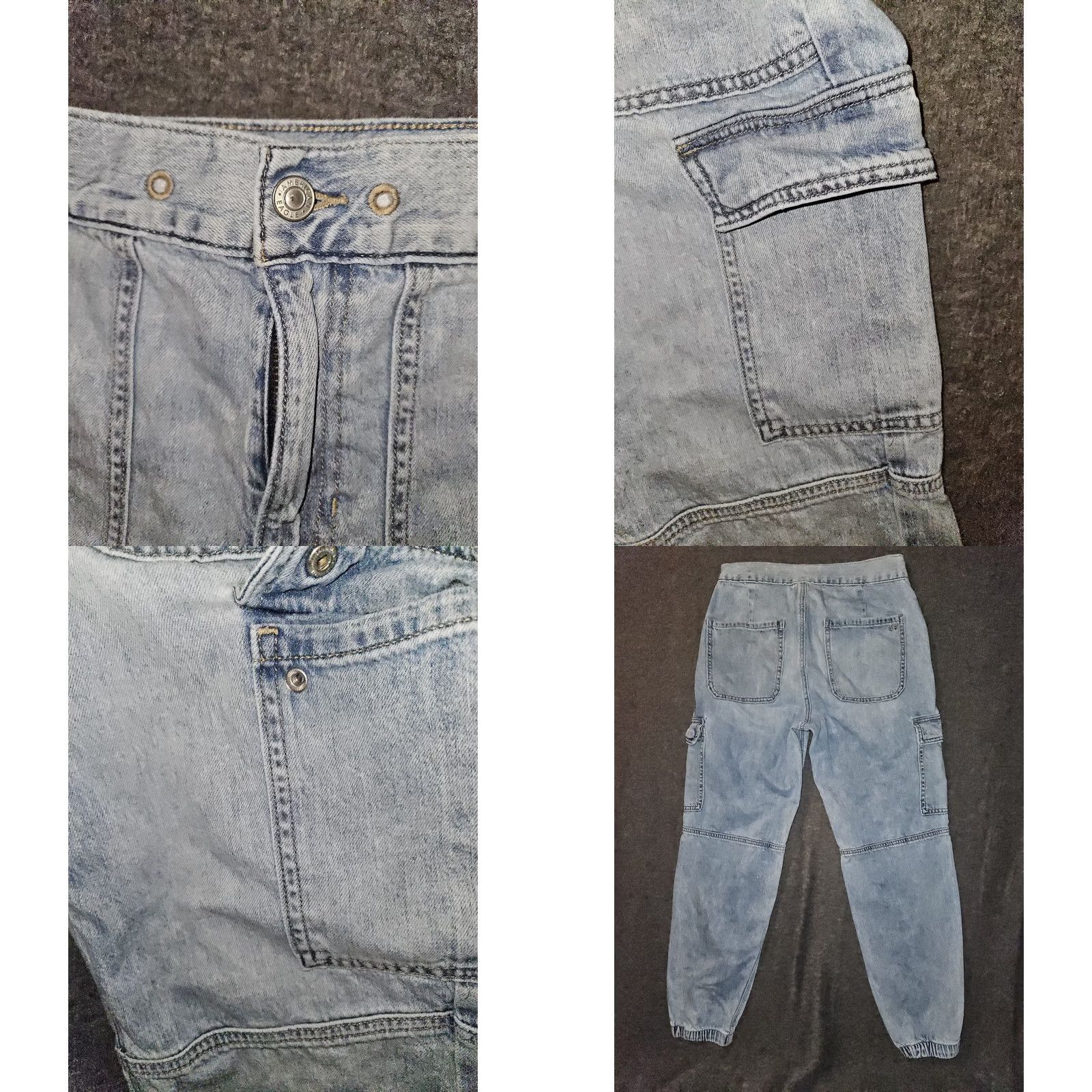American Eagle Outfitters VINTAGE American Eagle Cargo Ankle Jeans Women's 2 Regular Mid Rise 80s 90s Baggy Blue Denim with Logo Pockets Mens? Size 26" / US 2 / IT 38 - 8 Thumbnail