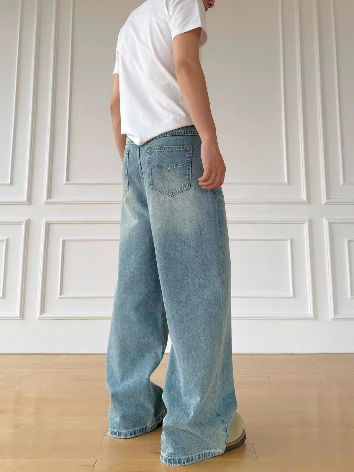 Other Vintage Wash Whiskered Wide-Leg Denim Jeans Size US 32 / EU 48 - 5 Thumbnail