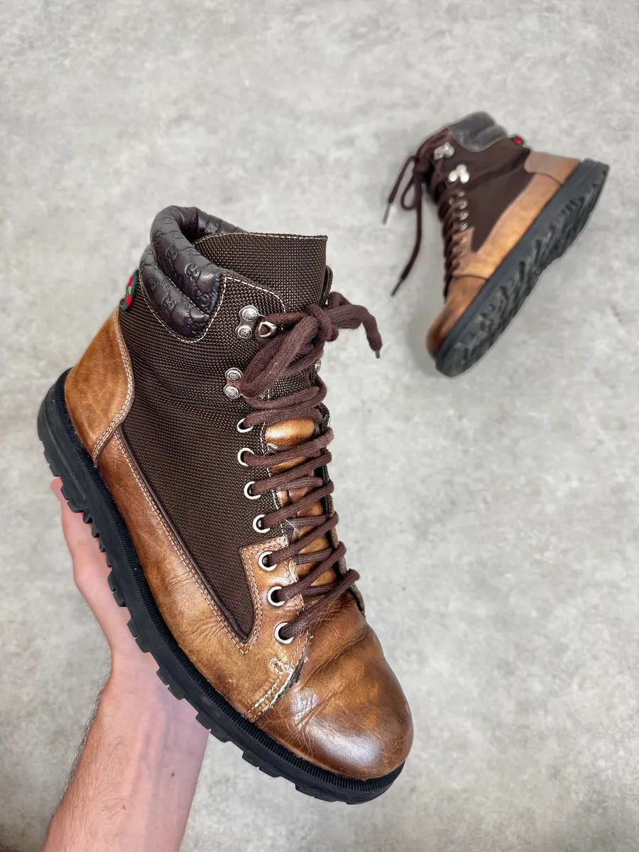 Gucci 2000s Gucci Brown Hybrid Leather Hiking Boots Size US 8 / EU 41 - 1 Thumbnail
