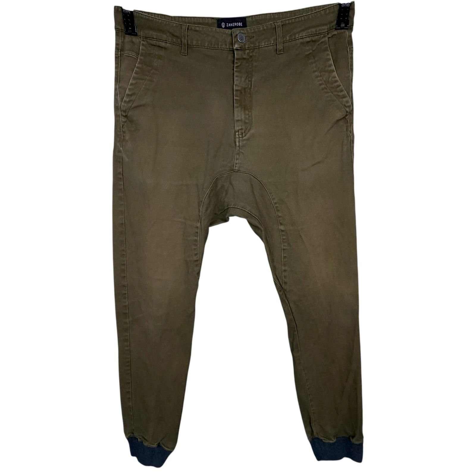 Zanerobe Zanerobe Olive Green Mens 36x30 Khaki Chino Stretch Joggers Size US 36 / EU 52 - 10 Thumbnail