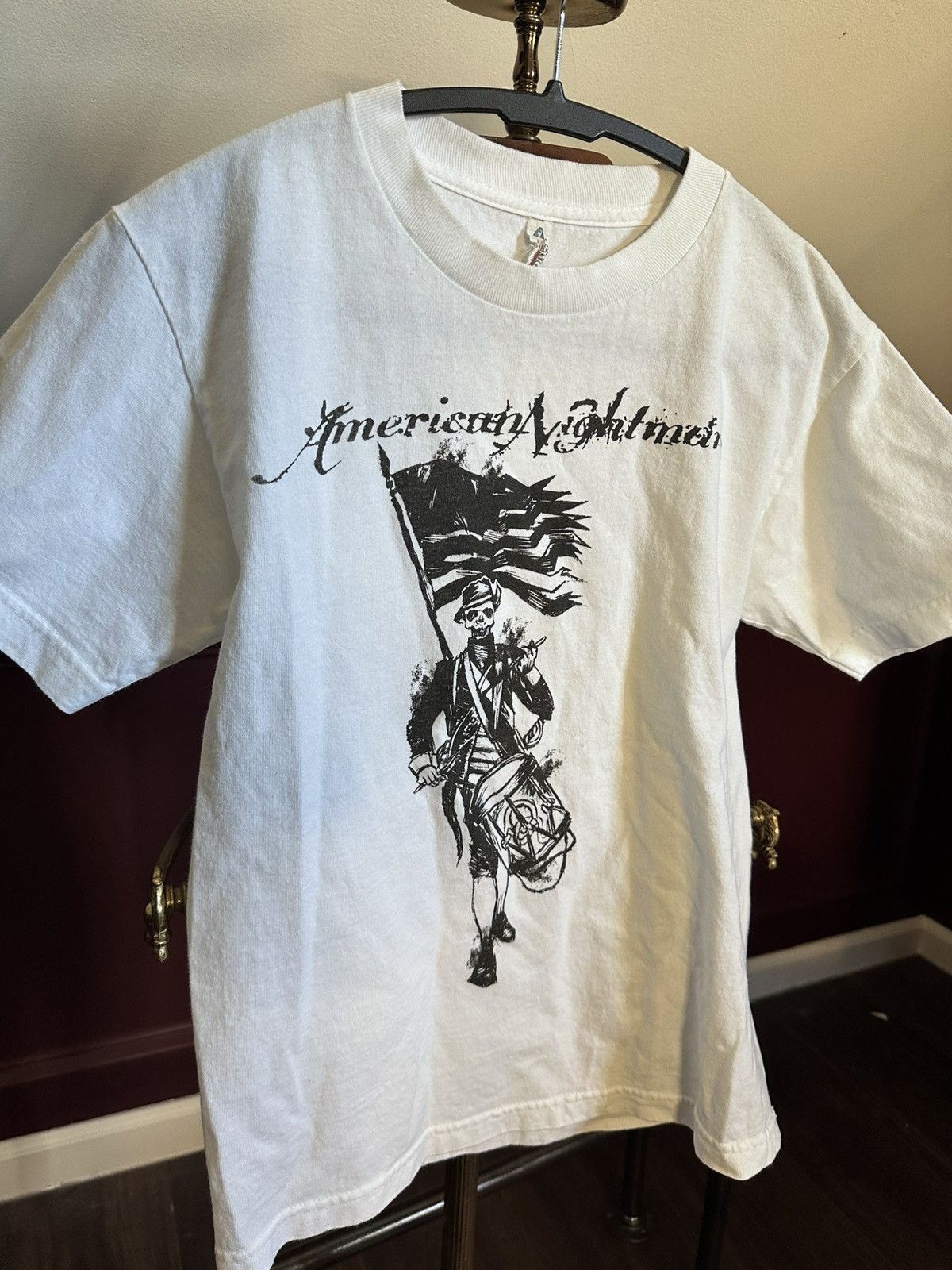 Band Tees AMERICAN NIGHTMARE drummer skeleton vintage white t-shirt Size US S / EU 44-46 / 1 - 2 Thumbnail