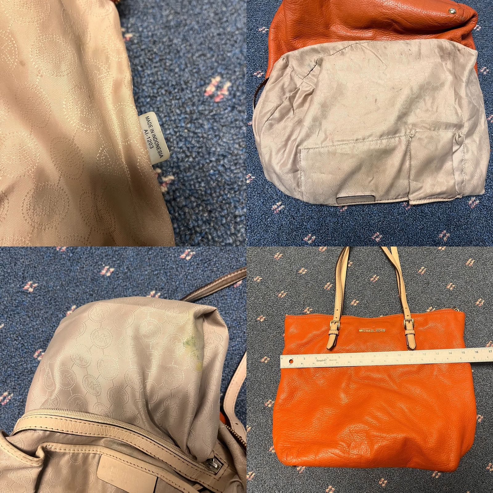 Michael Kors Michael Kors Jet Set Leather Tote Medium Orange Travel Bag Zipper Closure Tote Womens Size ONE SIZE - 8 Thumbnail