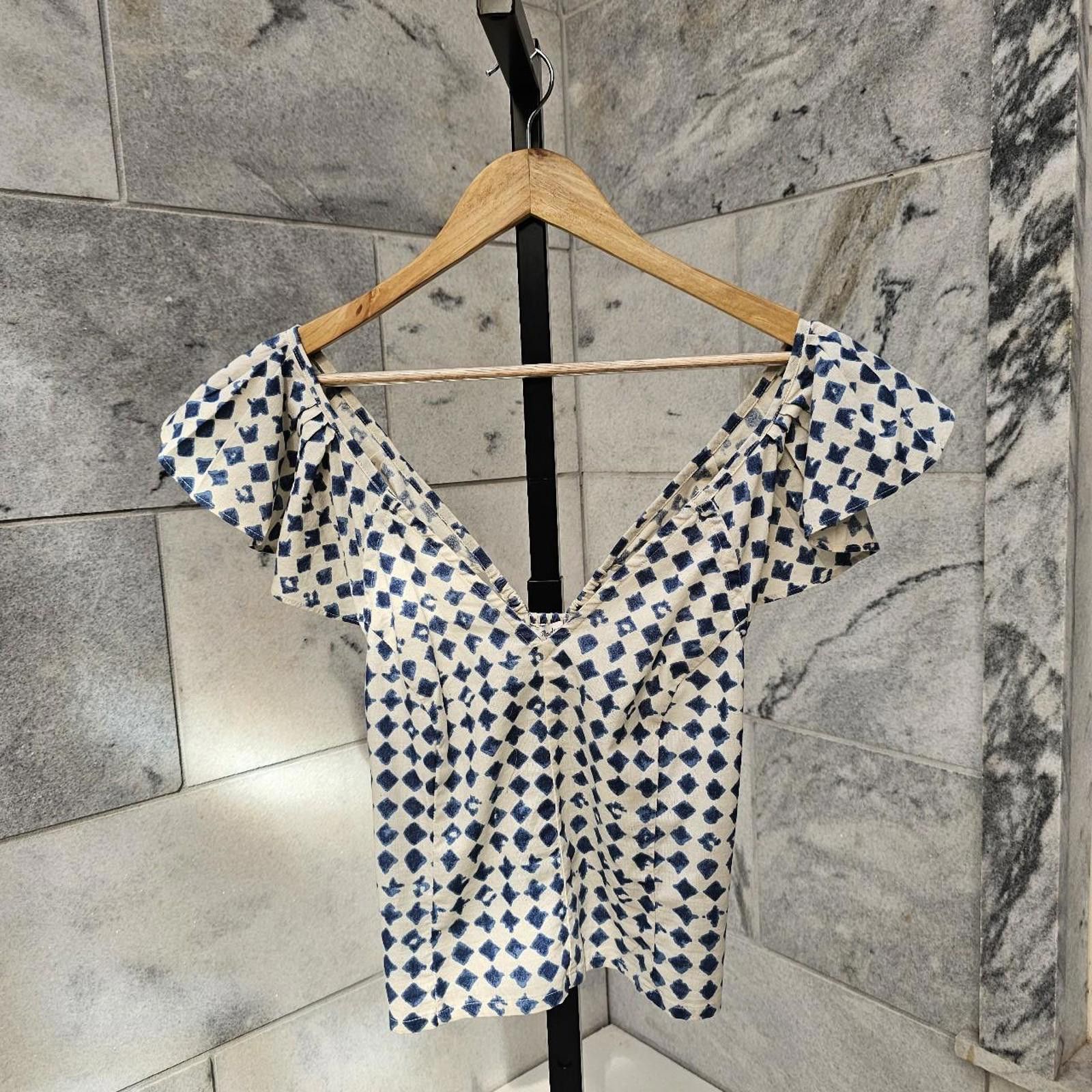 Madewell Madewell Women's White and Blue Crop-top Size XL / US 12-14 / IT 48-50 - 1 Thumbnail