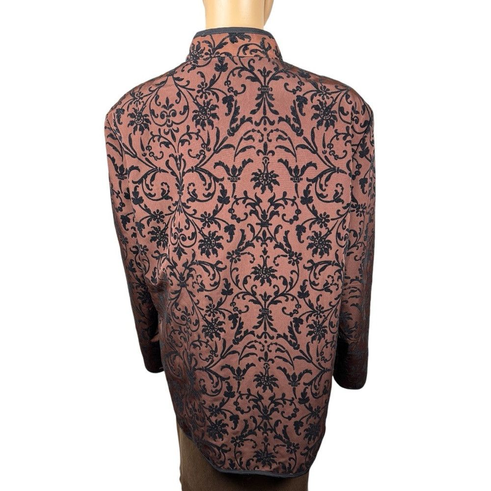 Other Susan Graver Brown Black Floral Velvet Burnout Jacket Size Size L / US 10 / IT 46 - 4 Thumbnail