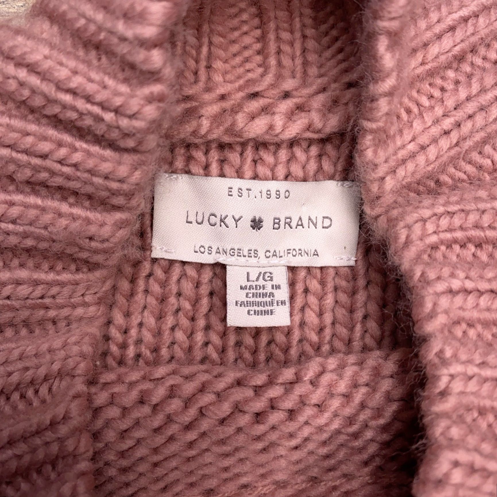 Lucky Brand Lucky Brand Sweater Womens L Pink Cable-Knit Mock Neck Pullover, Long Sleeve, Regular Fit, Knit, Solid, Winter Spring Fall, Casual Size L / US 10 / IT 46 - 5 Thumbnail