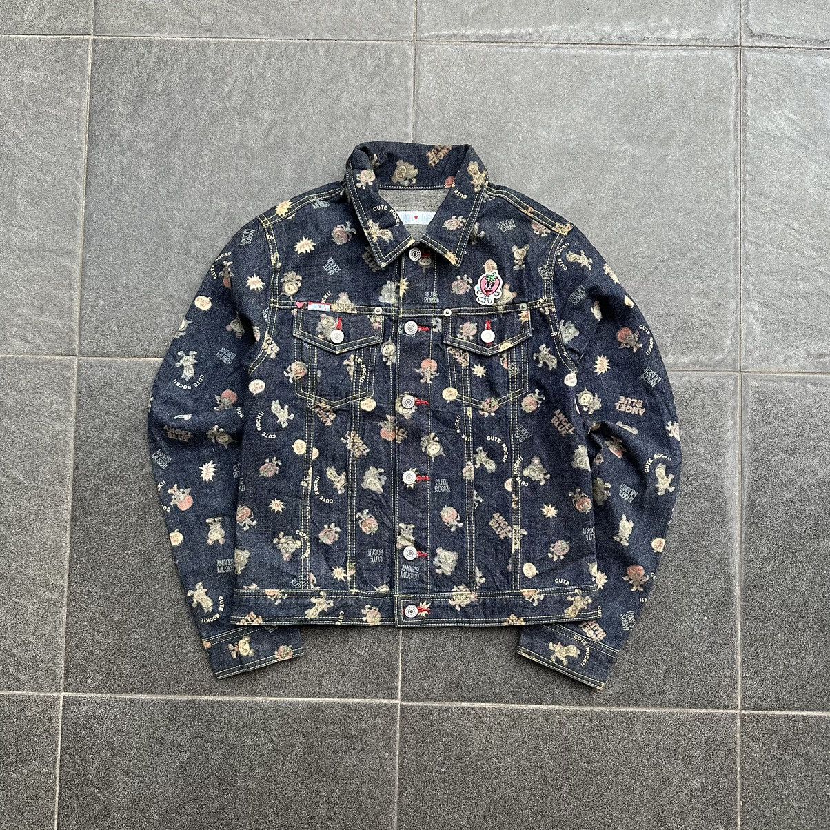 Angel Blue × Hysteric Glamour × Japanese Brand 2000s Angel Blue Printed Cute Rock Denim Jacket Size M / US 6-8 / IT 42-44 - 1 Thumbnail