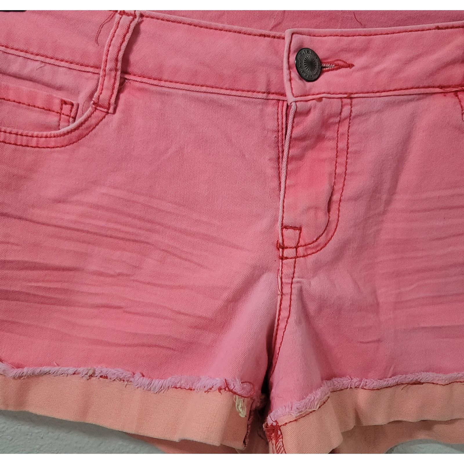 L.E.I. L.E.I. Pink Orange Hot Pants Style Shorts 11 Worn Look Size 33" - 2 Thumbnail
