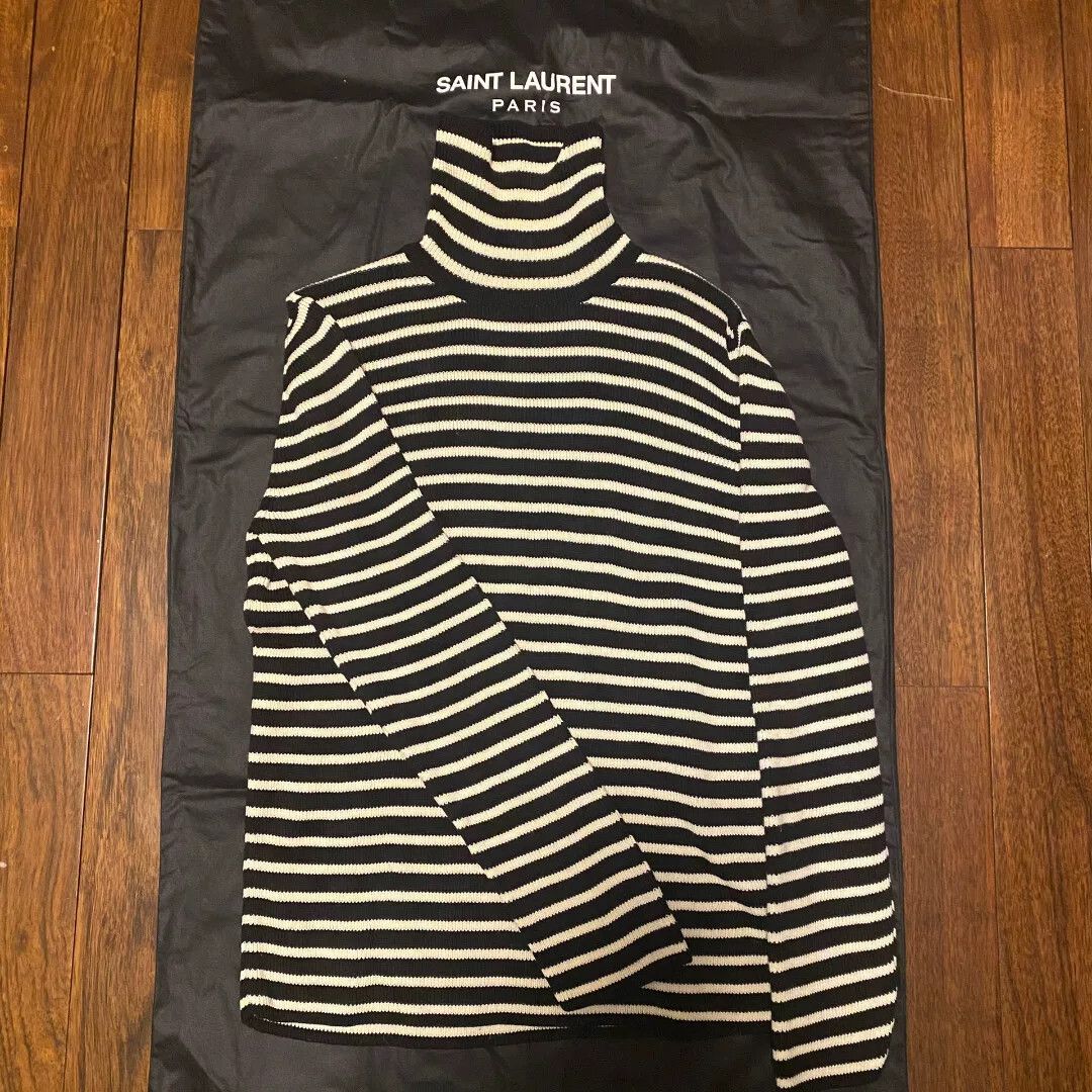 Saint Laurent Paris Saint Laurent FW15 Striped Turtleneck Size US L / EU 52-54 / 3 - 1 Thumbnail