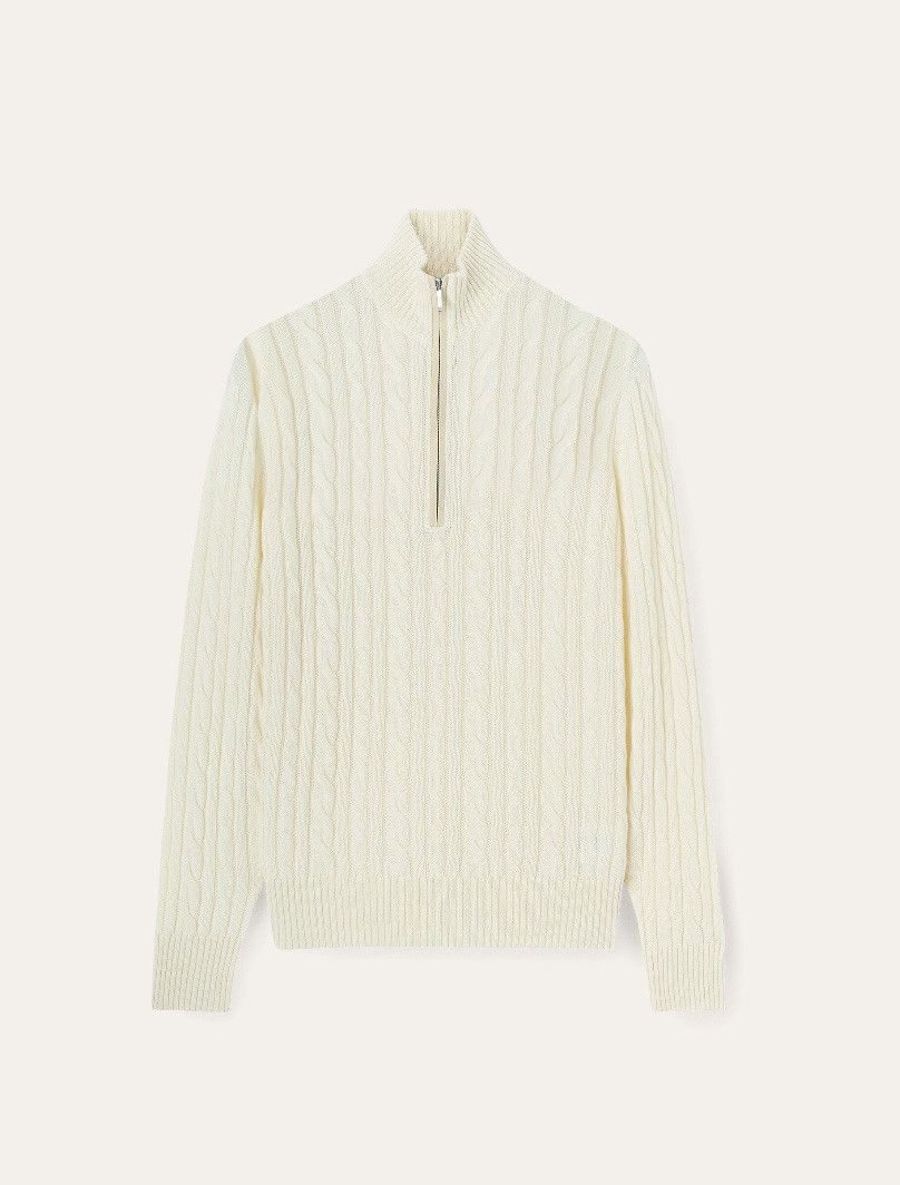 Loro Piana o1srvl11e1224 Baby Cashmere Half Zip Sweater in White Size US M / EU 48-50 / 2 - 1 Preview