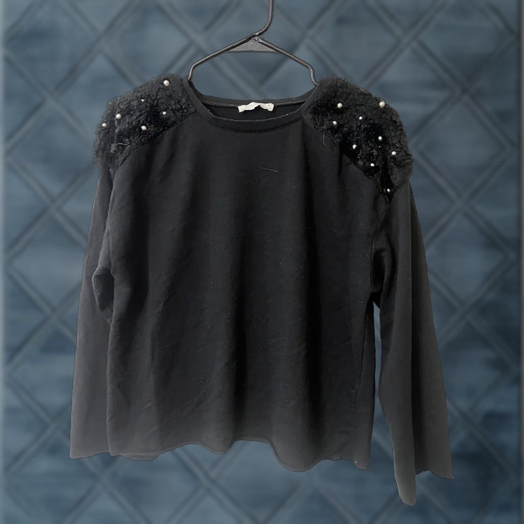 Zara Zara Black Oversized Sweater Women M Crew Neck Balloon Sleeve Spring Beach Size M / US 6-8 / IT 42-44 - 1 Thumbnail