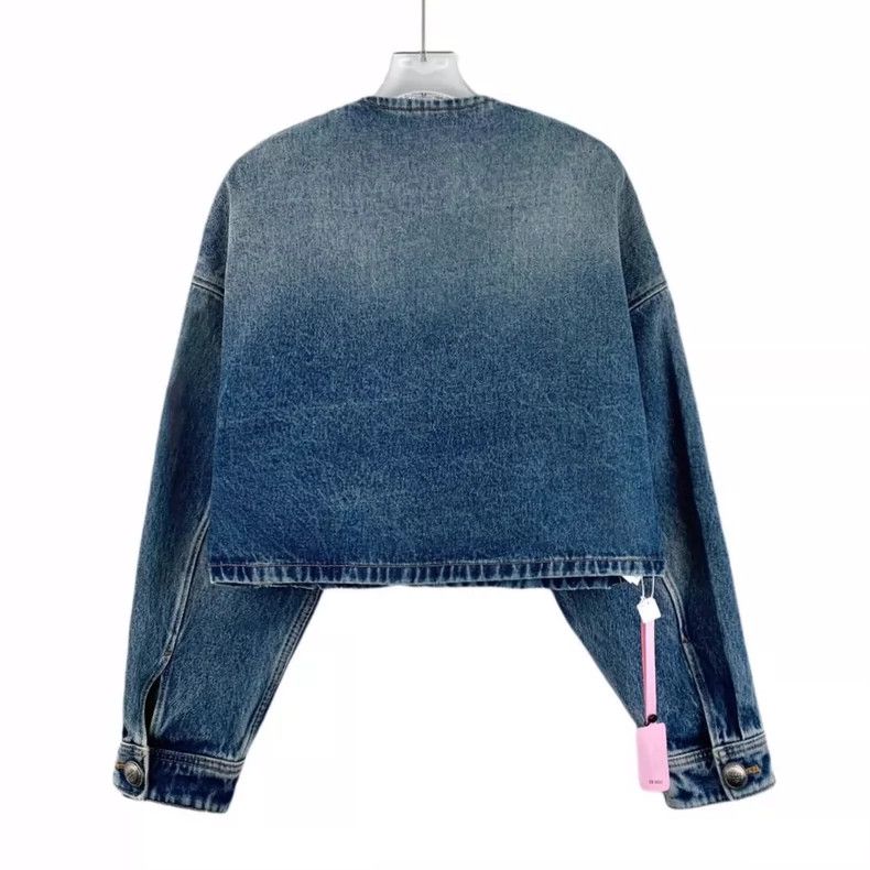 Prada Prada Blue triangle cotton long-sleeved washed denim jacket Size XS / US 0-2 / IT 36-38 - 2 Thumbnail
