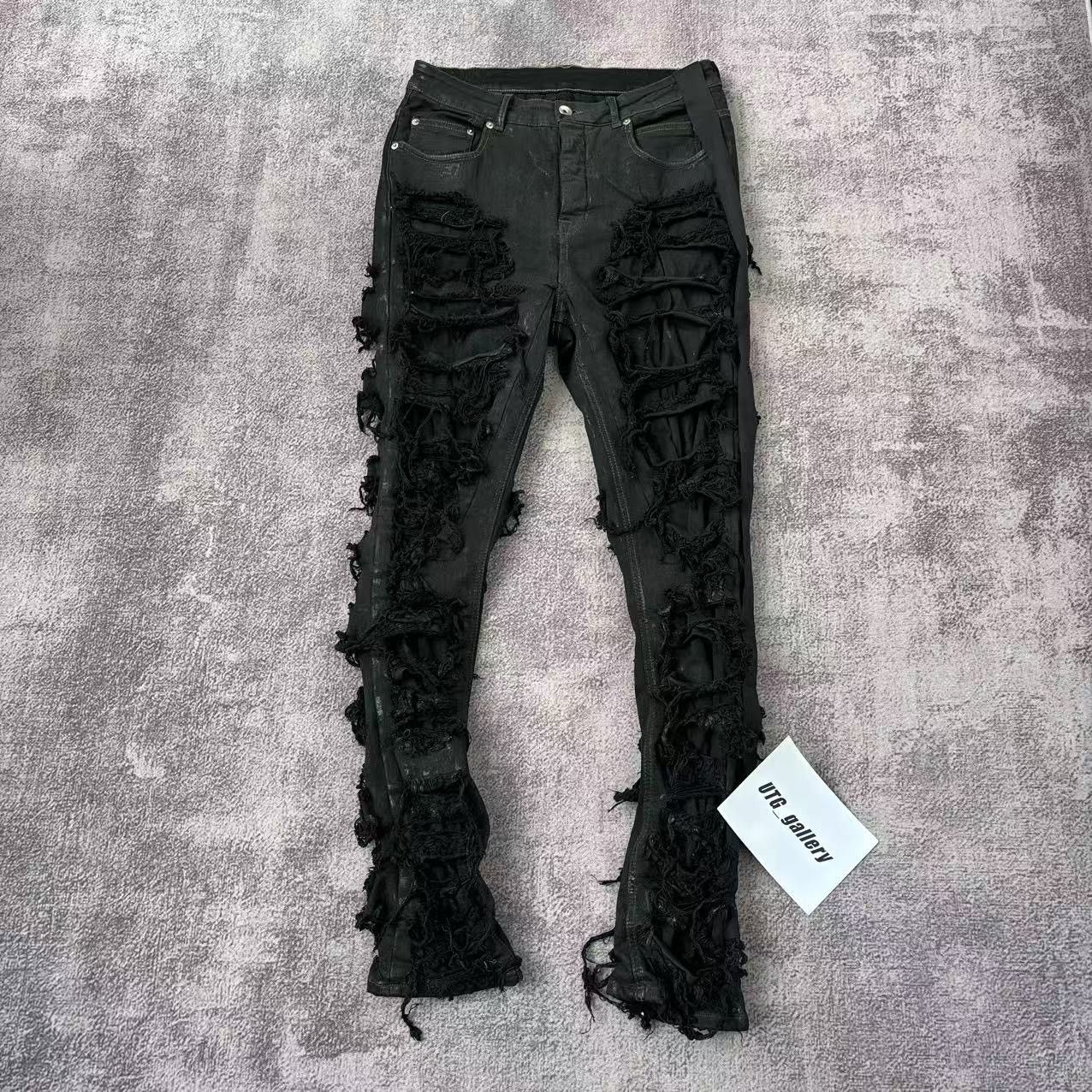 Rick Owens Drkshdw Rick Owens DRKSHDW Waxed Distressed Detroit Cut Denim Jeans Size US 30 / EU 46 - 1 Thumbnail