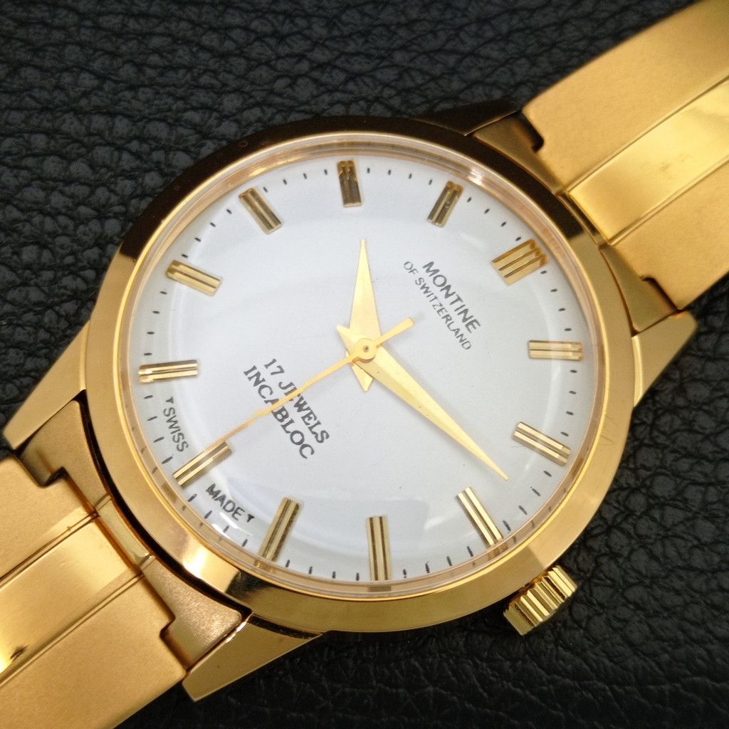 Other VINTAGE MONTINE HAND-WINDING SWISS MENS WATCH a444173 Size 38 - 6 Thumbnail