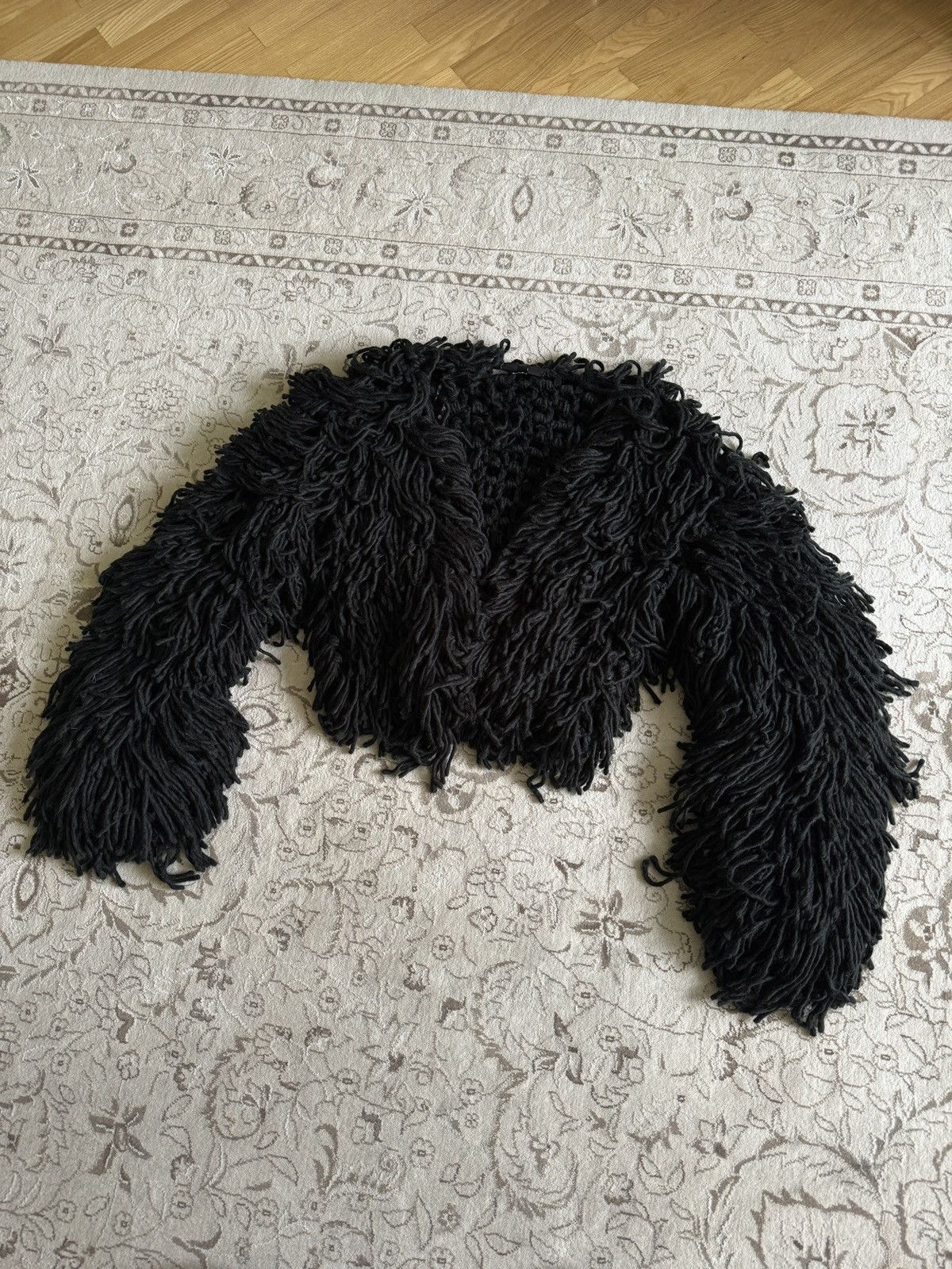 If Six Was Nine Y2K Crazy Fuzzy Tassel Cropped Knit Cardigan Margiela Style Size US M / EU 48-50 / 2 - 7 Thumbnail