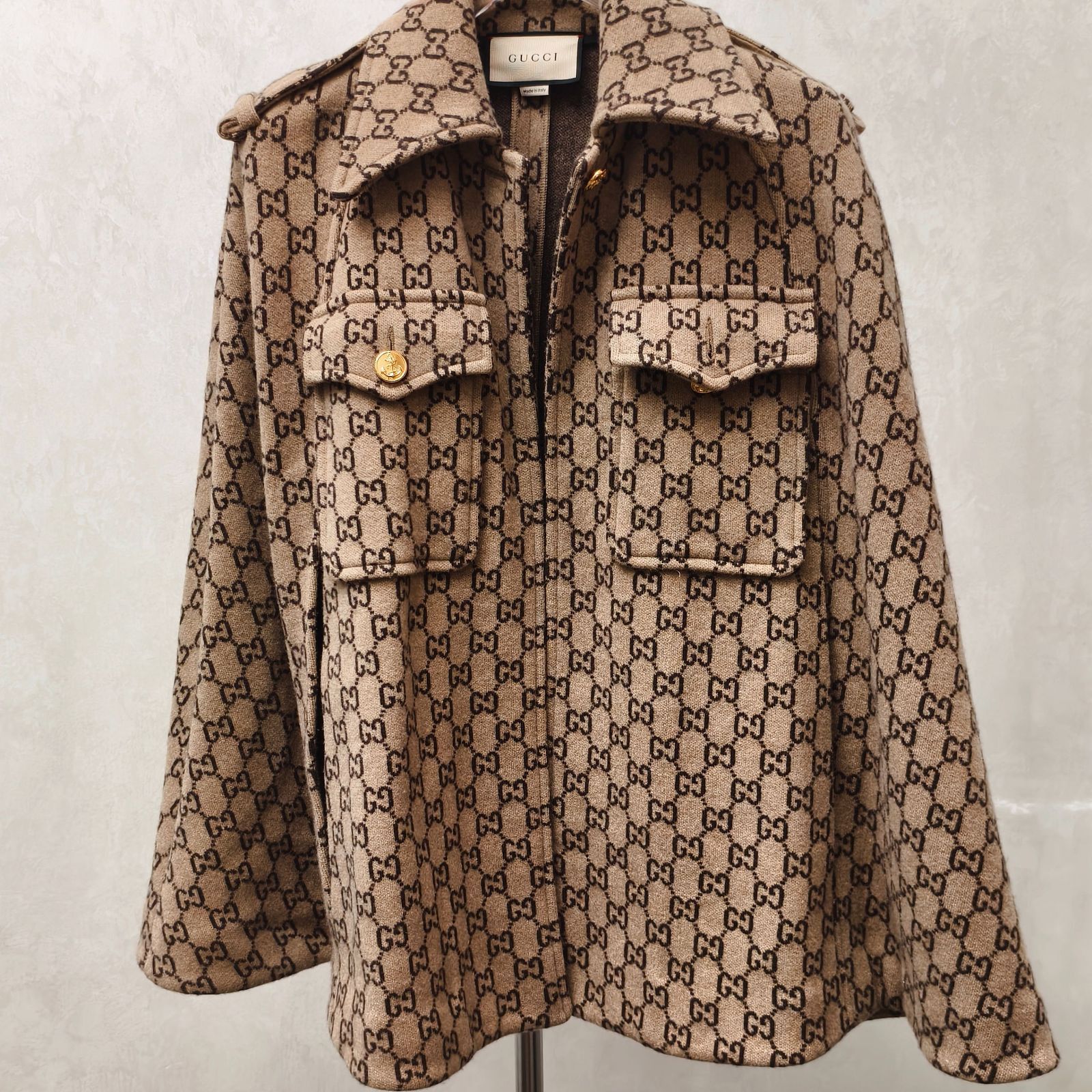 Gucci GUCCI GG Pattern Wool Cape Size XS Size XS / US 0-2 / IT 36-38 - 1 Thumbnail