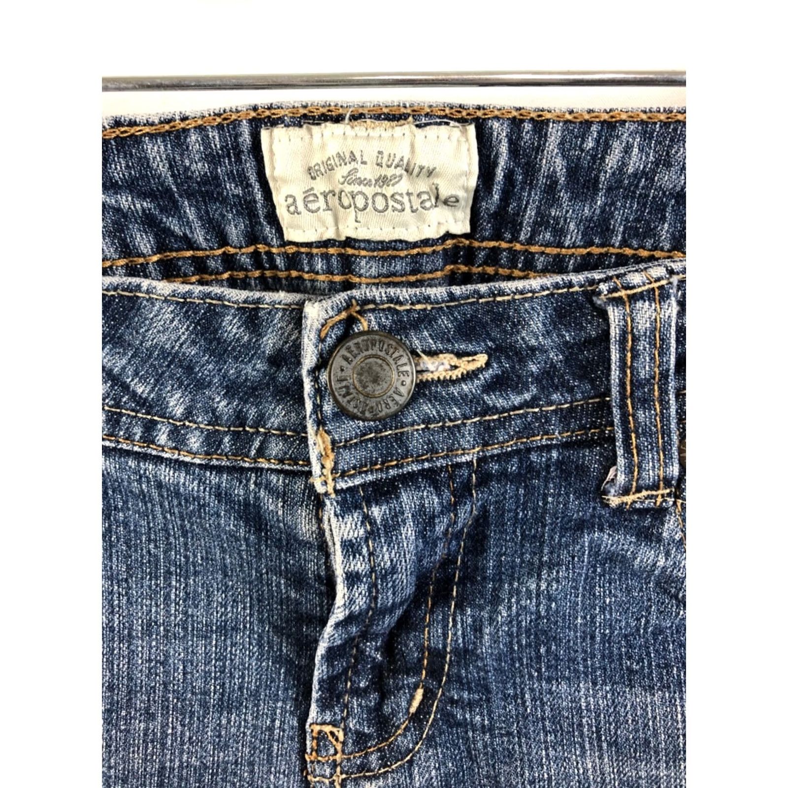Aeropostale Vintage Low Rise Blue Jeans 3/4 Short 28" W 29"IN Denim boot Cuff 90s Y2K Boho Size 26" / US 2 / IT 38 - 4 Thumbnail