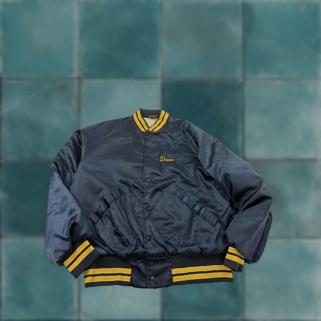 Dunbrooke VINTAGE Dunbrooke Pla-Jac Jacket Mens Large Blue Satin Varsity RLW Net Supplies Size US L / EU 52-54 / 3 - 1 Thumbnail