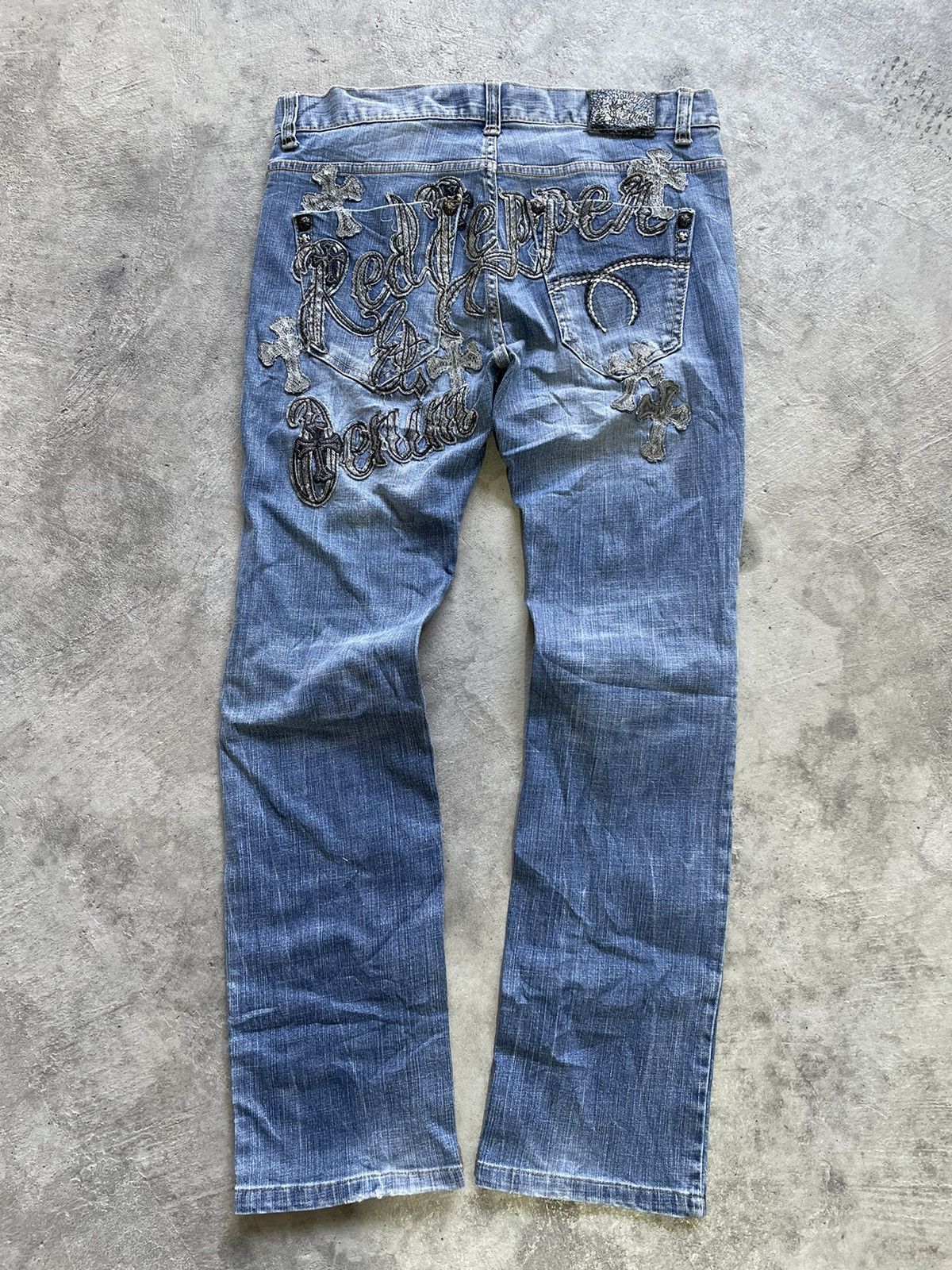 If Six Was Nine × Le Grande Bleu (L.G.B.) Red Pepper ChromeHearts Motive Denim Size US 34 / EU 50 - 16 Thumbnail