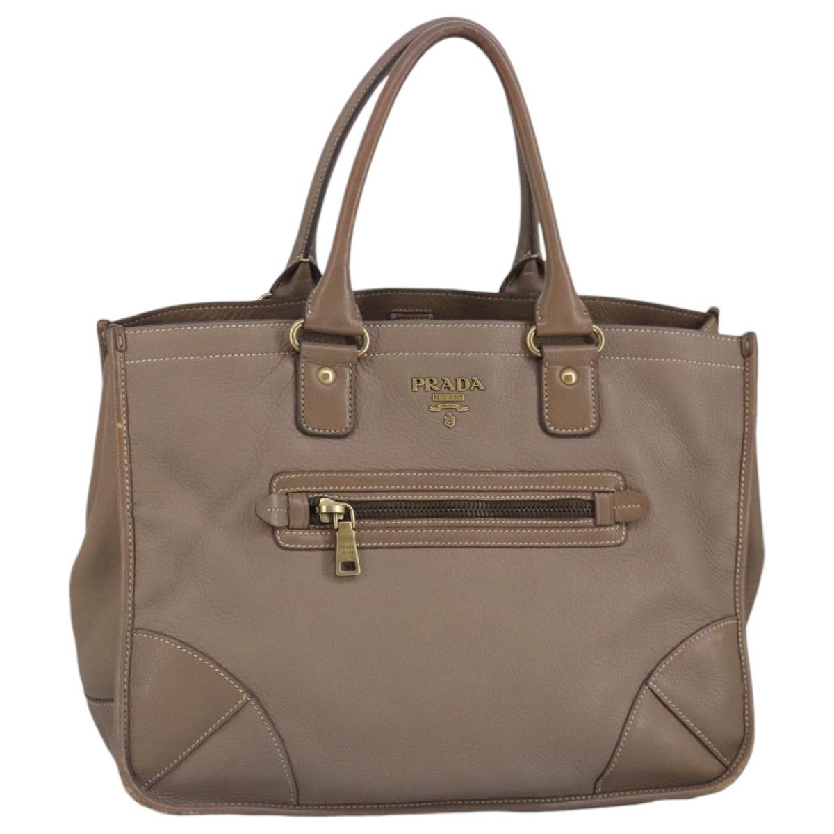 Prada Brown Leather Handbag (Pre-Owned) Size ONE SIZE - 1 Thumbnail