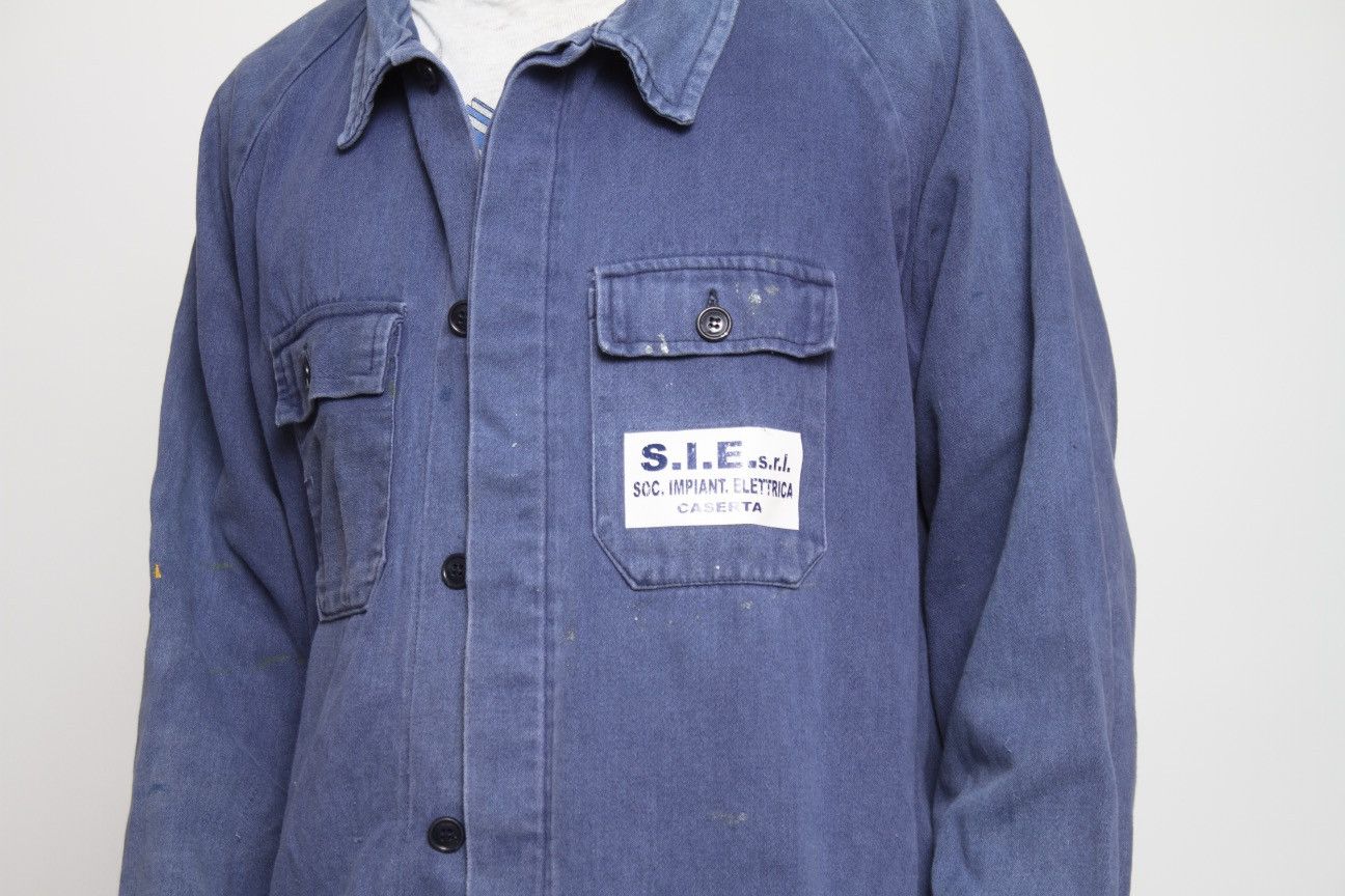 Vintage BLUE HEAVYWEIGHT COTTON ITALIAN WORKWEAR JACKET Size US L / EU 52-54 / 3 - 4 Thumbnail