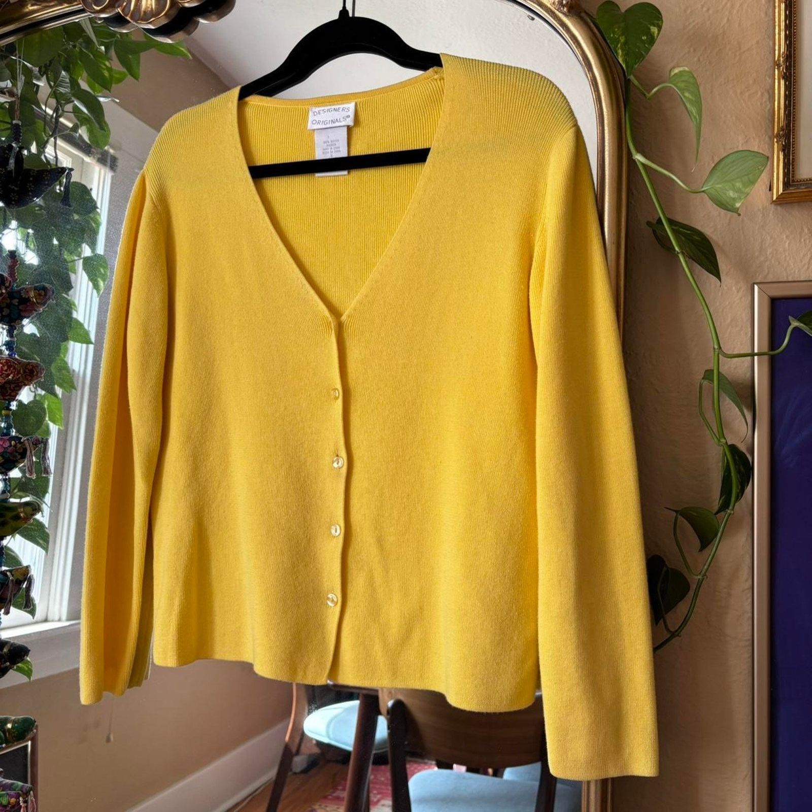 Other Vintage Designers Originals Bright Yellow Cardigan Small Size S / US 4 / IT 40 - 2 Thumbnail