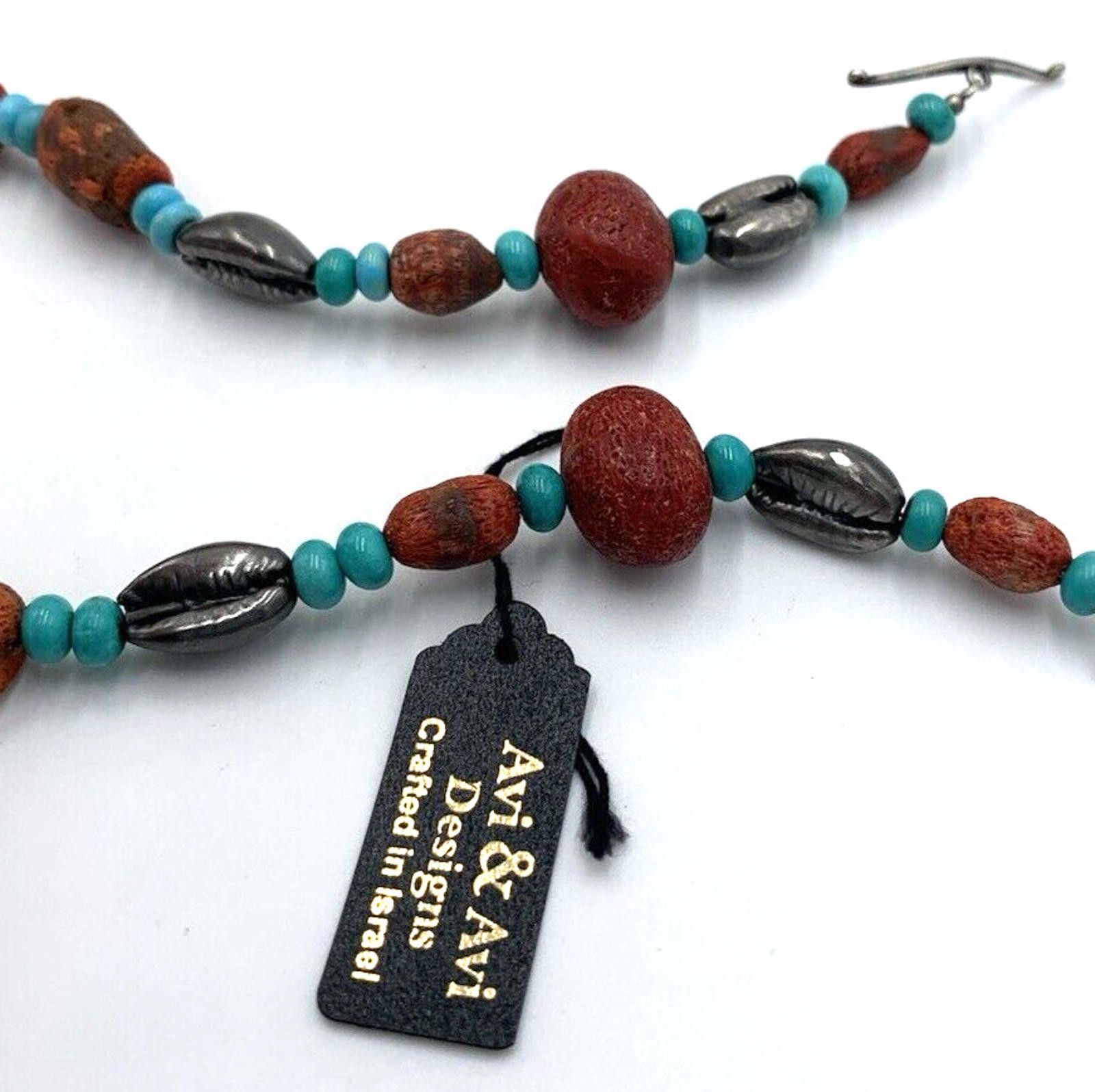 Other Avi Soffer Israel 925 Silver Turquoise Coral Necklace NWT Size ONE SIZE - 5 Thumbnail