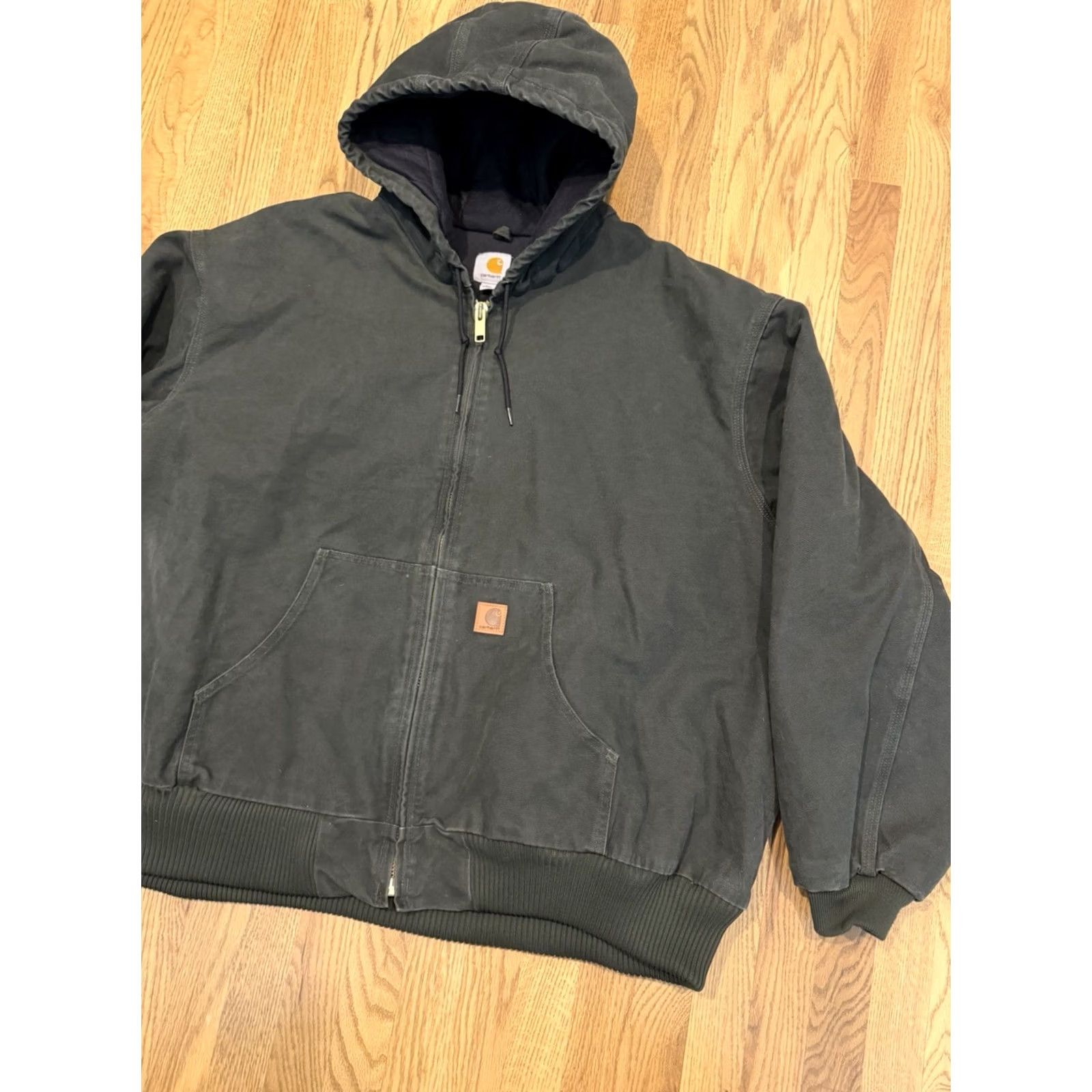 Carhartt Vintage Carhartt Jacket Mens 5XL J130 MOS Green 90s Hooded Canvas Workwear Zip - Outdoor Casual Size US XXL / EU 58 / 5 - 3 Thumbnail