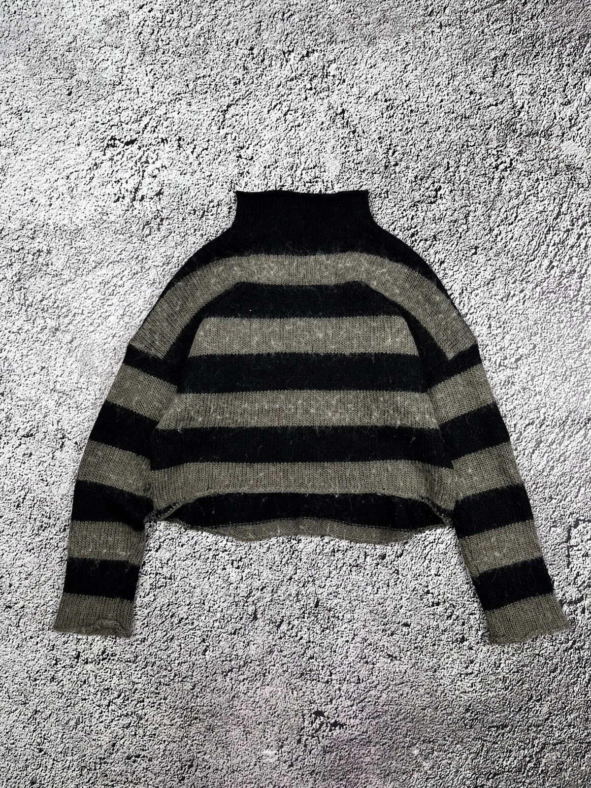 Vintage Y2K Cropped Striped Alpaca Wool Turtleneck Sweater M