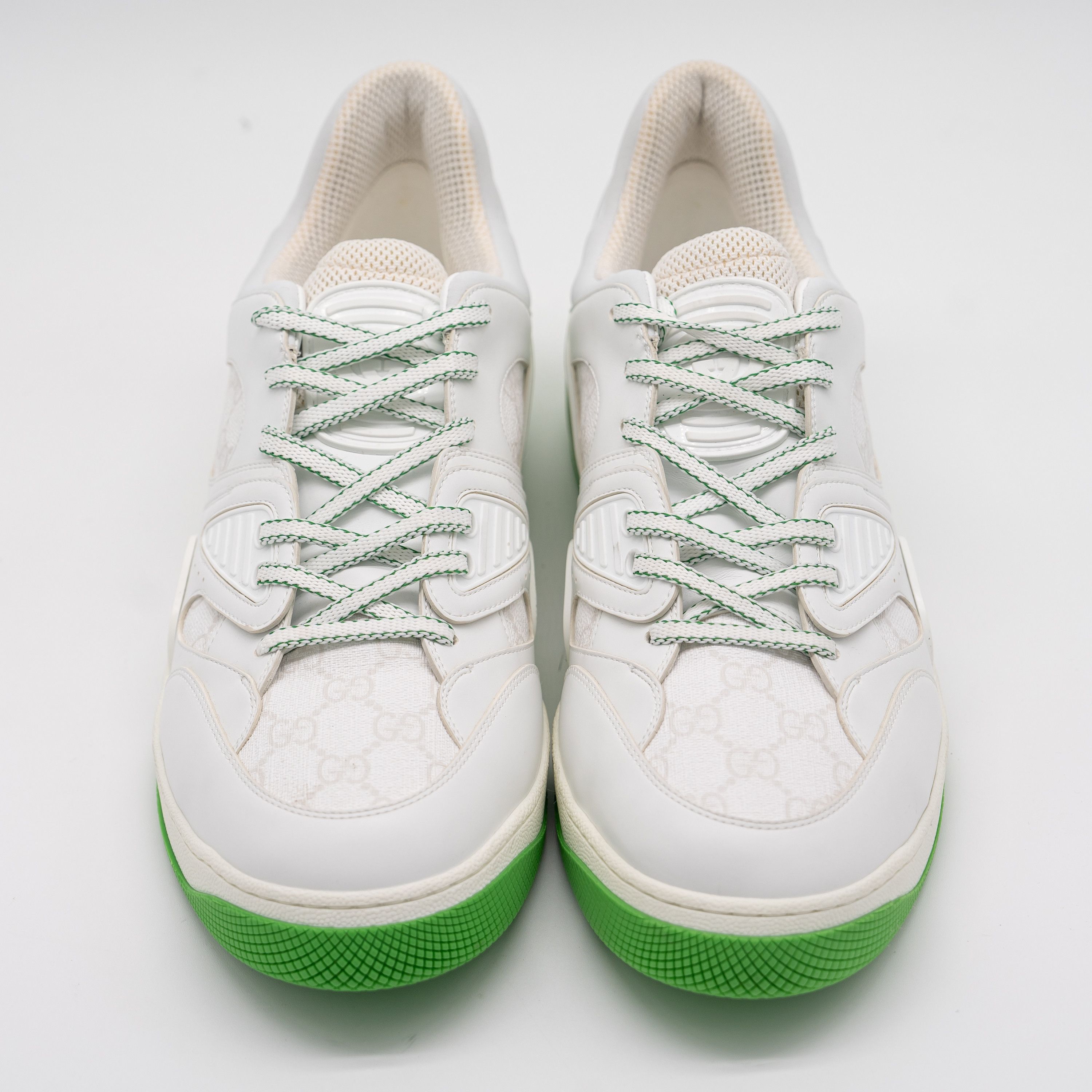 Gucci 14G 14.5 US Gucci Basket Low White Green Sneakers GG Size US 14 / EU 47 - 3 Thumbnail