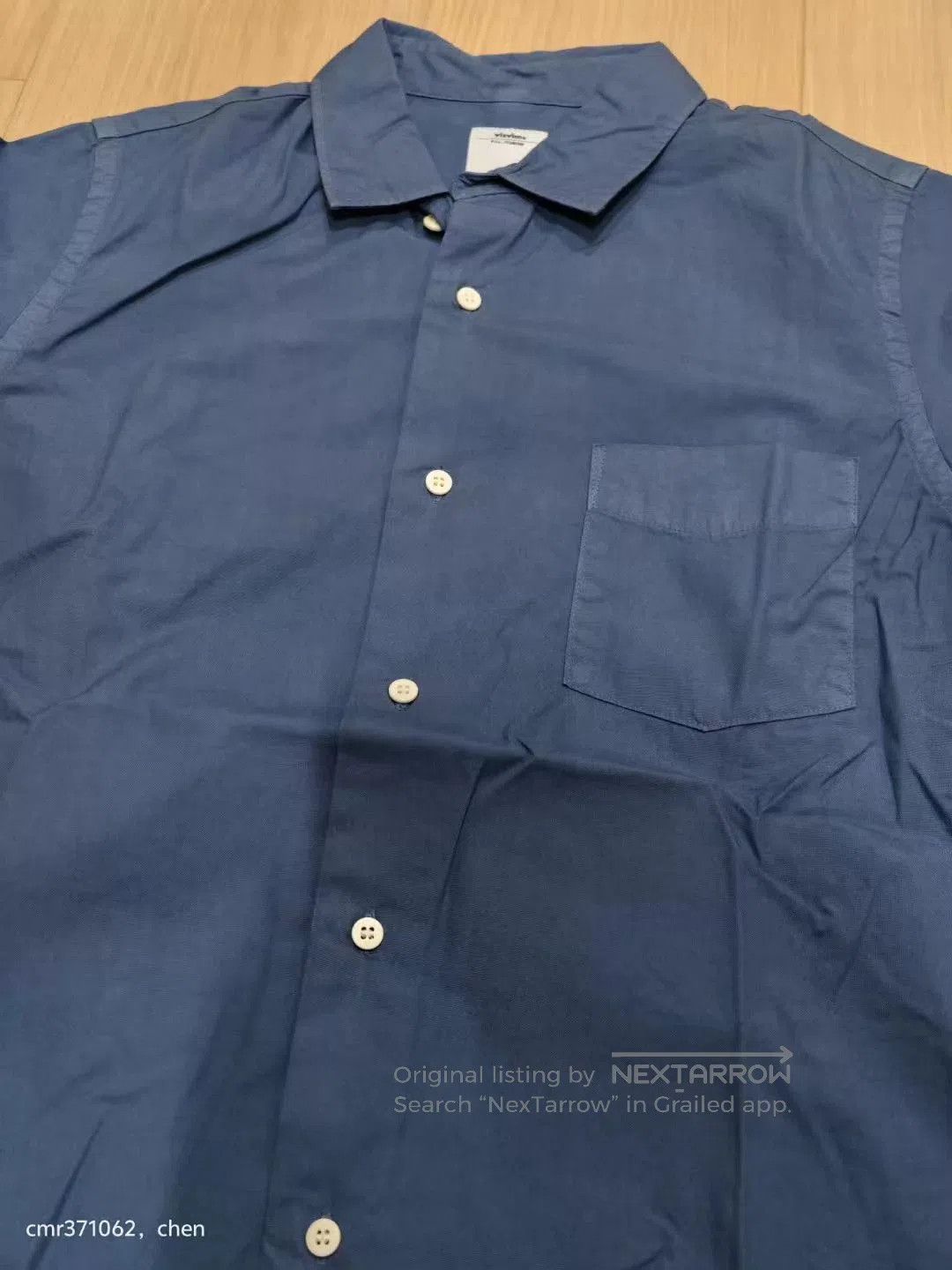 Visvim Blue Short Sleeve Shirt with 'Yokoso' Back Print. Size US M / EU 48-50 / 2 - 4 Thumbnail